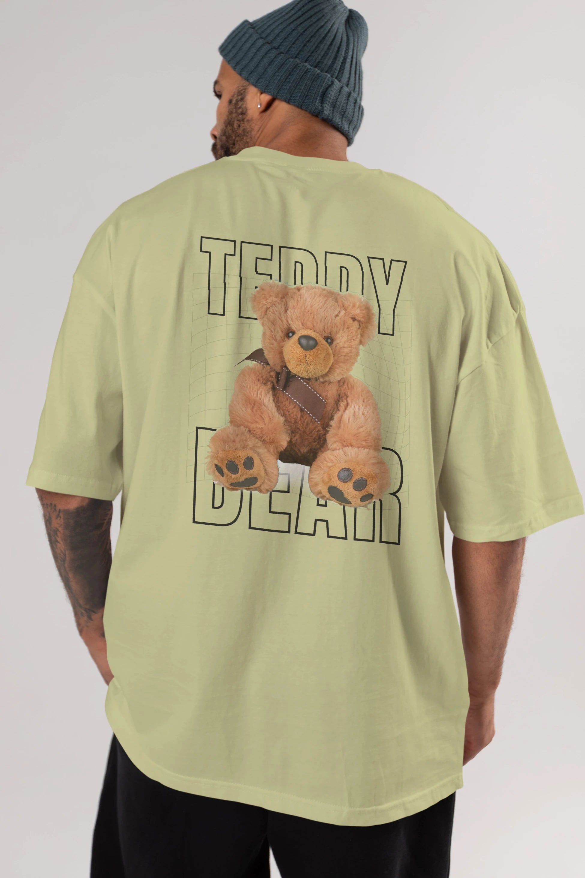 Teddy Bear Yazılı Arka Baskılı Oversize t-shirt Erkek Kadın Unisex %100 Pamuk