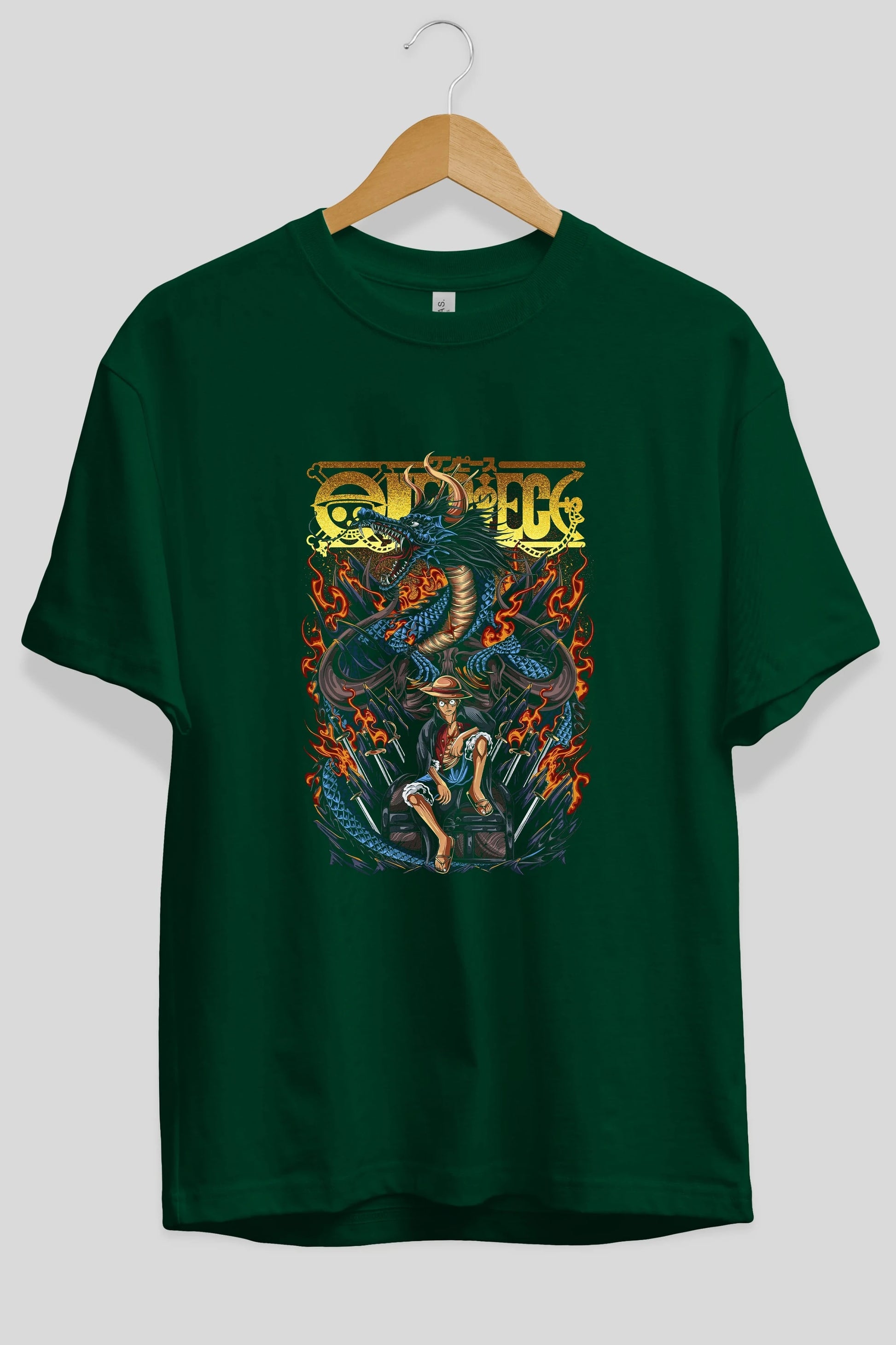 MONKEY D. LUFF-ONE PIECE Anime Ön Baskılı Oversize t-shirt %100 pamuk Erkek Kadın Unisex