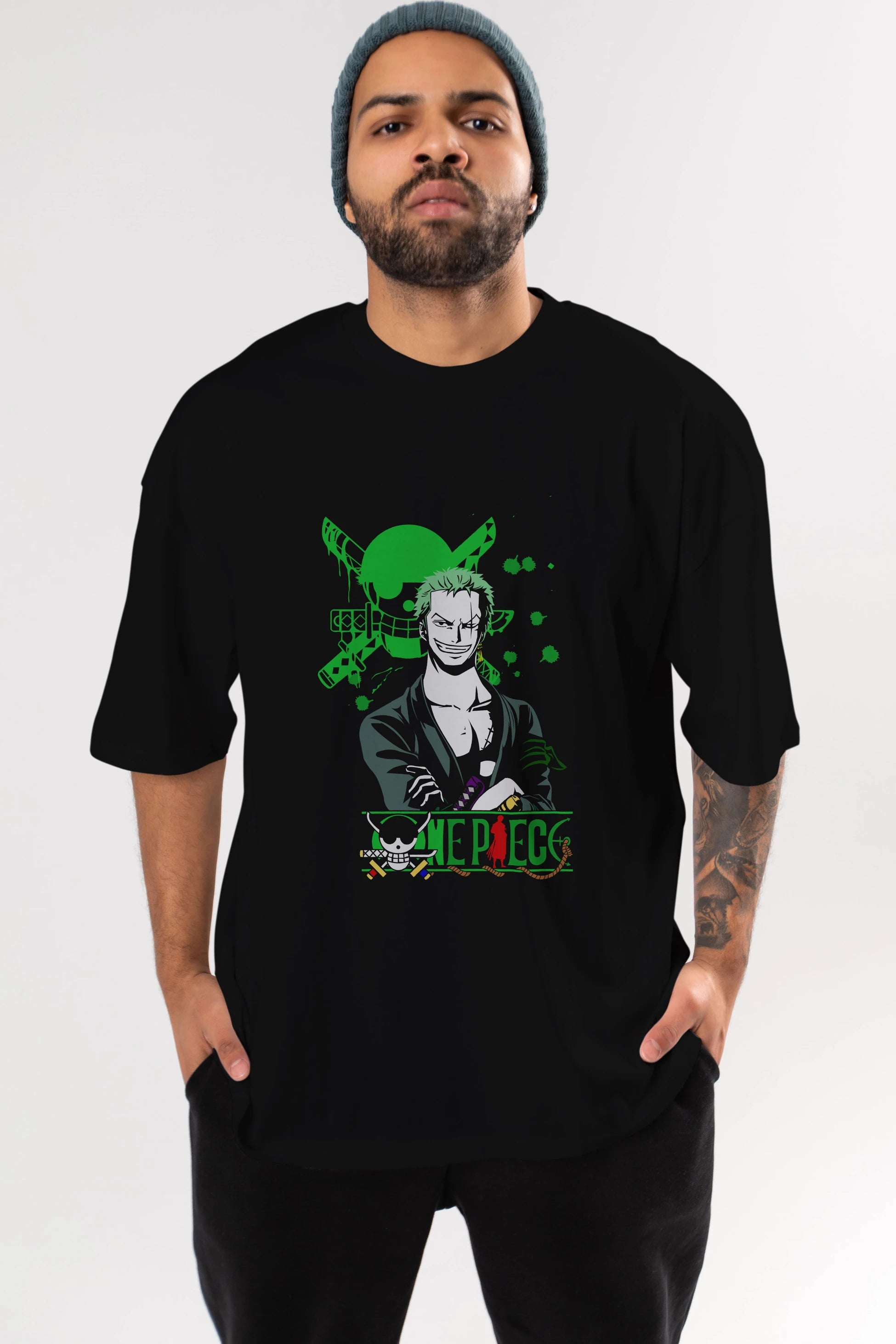 Roronoa Zoro 2 Anime Ön Baskılı Oversize t-shirt Erkek Kadın Unisex