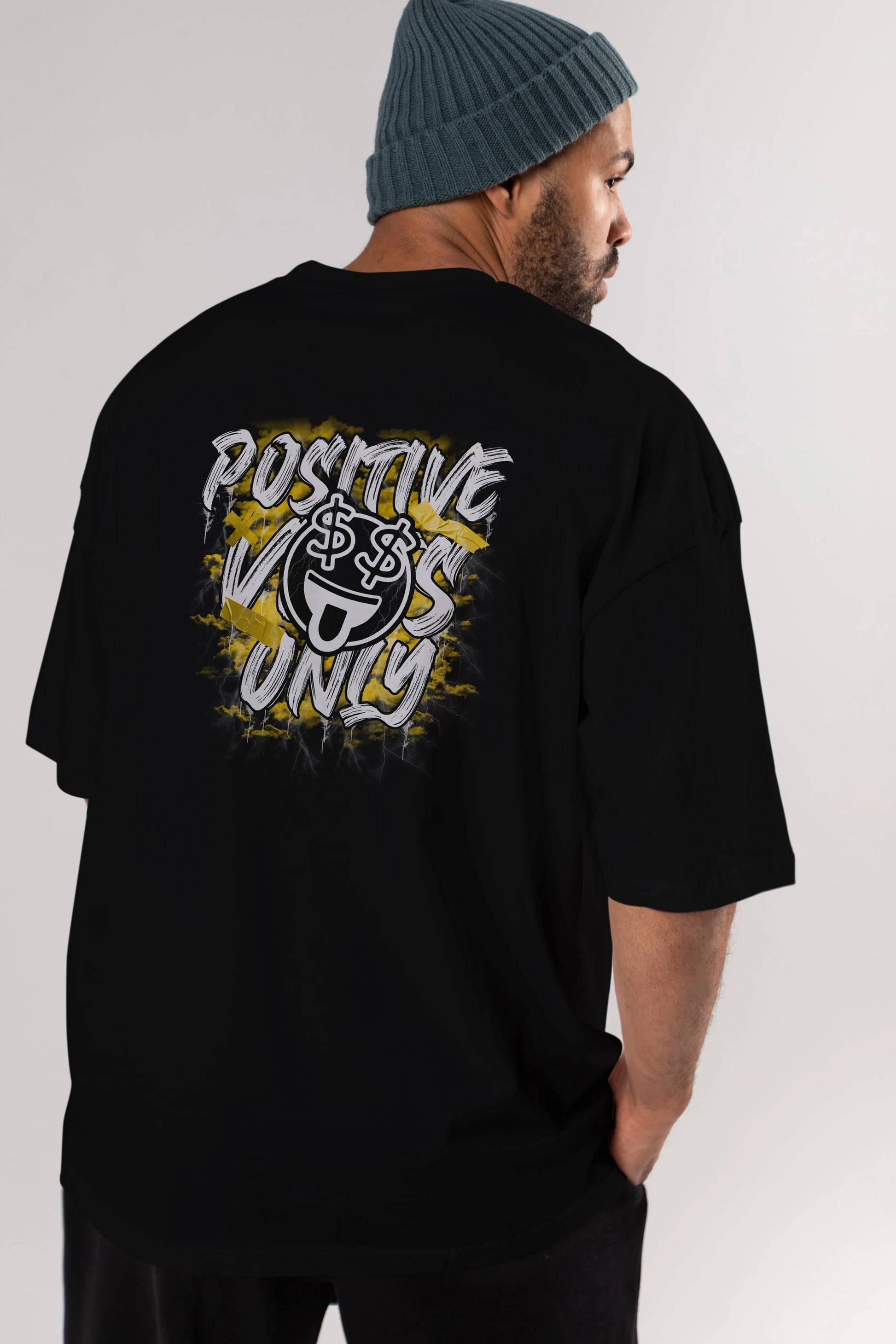 Positive Only Arka Baskılı Oversize t-shirt Erkek Kadın Unisex