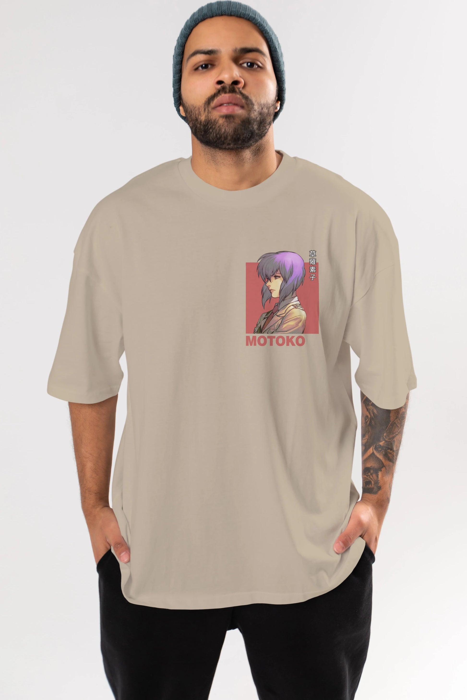 Motoko Kusanagi 12 Ön Sol Baskılı Oversize t-shirt Erkek Kadın Unisex %100 Pamuk Bisiklet Yaka tişort