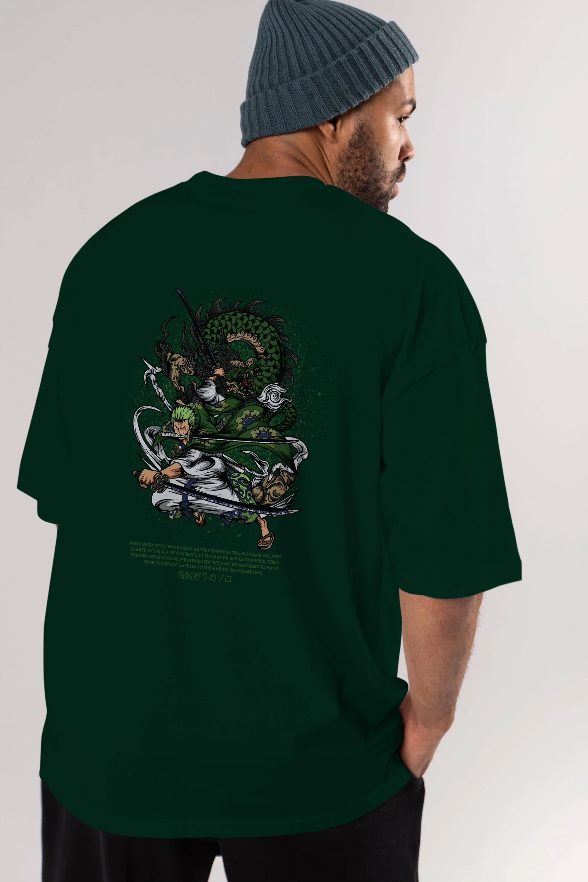 Zoro-ONE PIECE Anime Arka Baskılı Oversize t-shirt Erkek Kadın Unisex