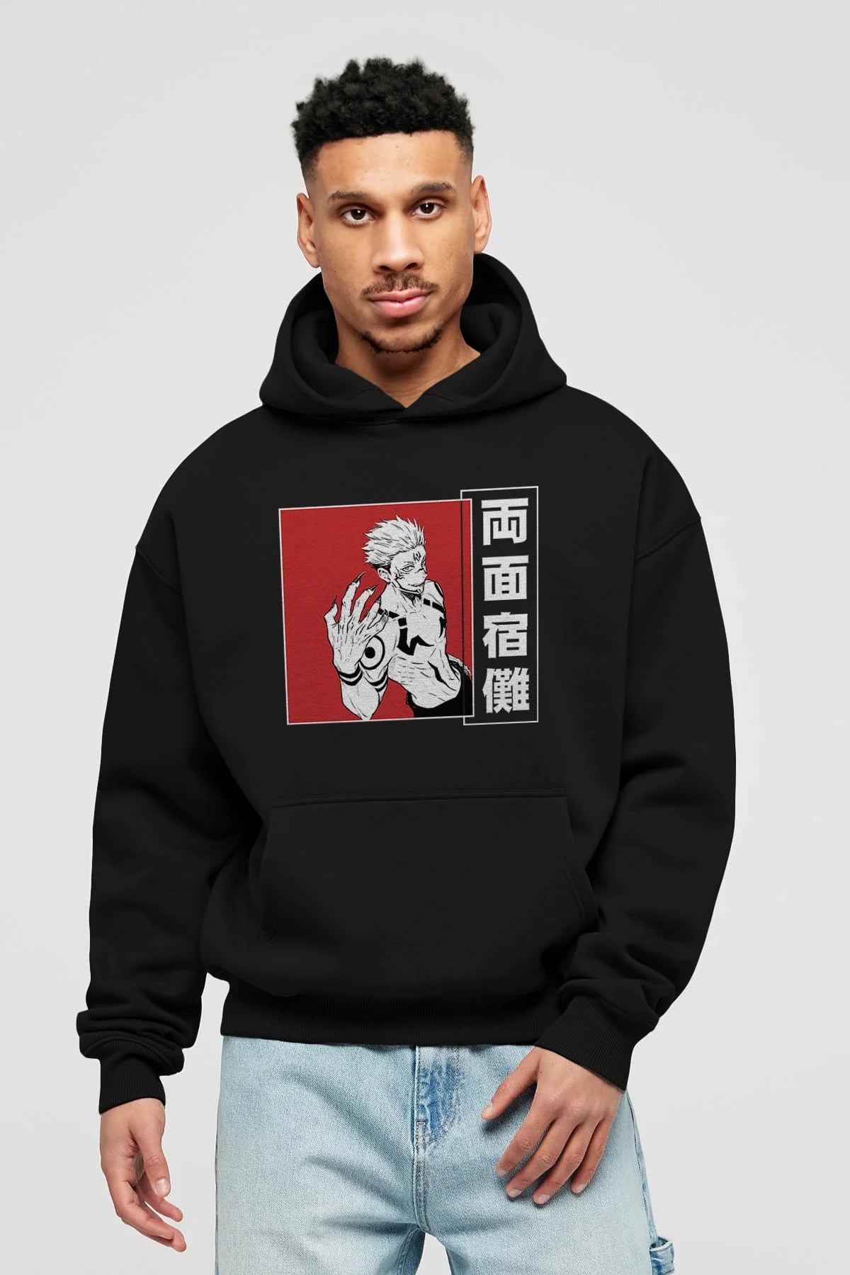 Sukuna Ryoumen 2 Anime Ön Baskılı Hoodie Oversize Kapüşonlu Sweatshirt Erkek Kadın Unisex