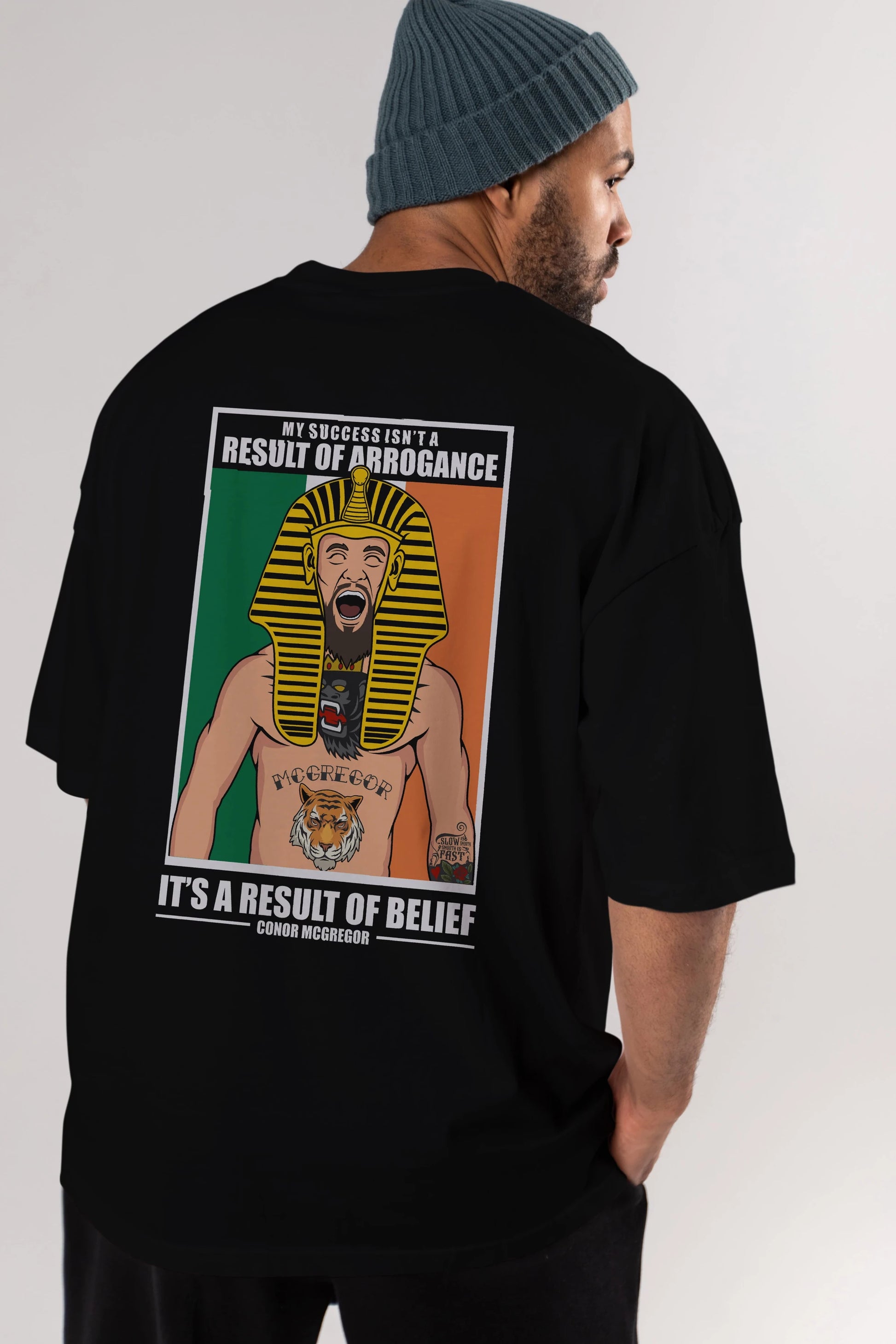 McGregor Pharaoh Arka Baskılı Oversize t-shirt Erkek Kadın Unisex %100 Pamuk tişort