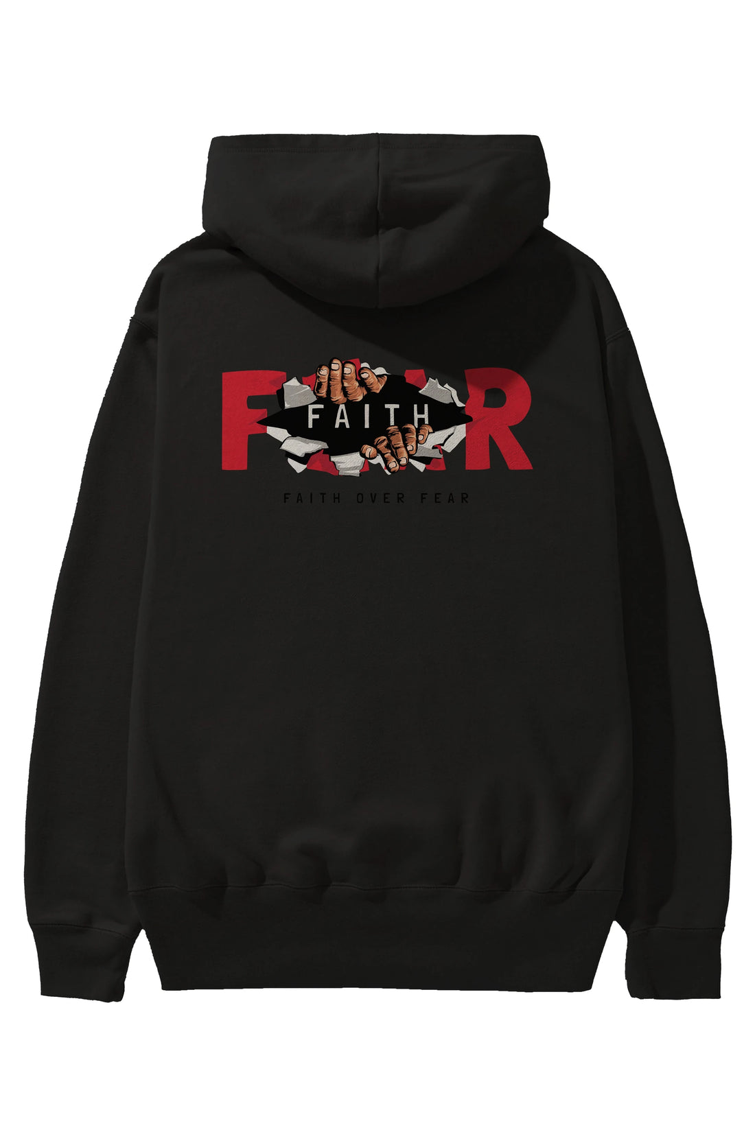 Faith Over Fear Arka Baskılı Hoodie Oversize Kapüşonlu Sweatshirt Erkek Kadın Unisex