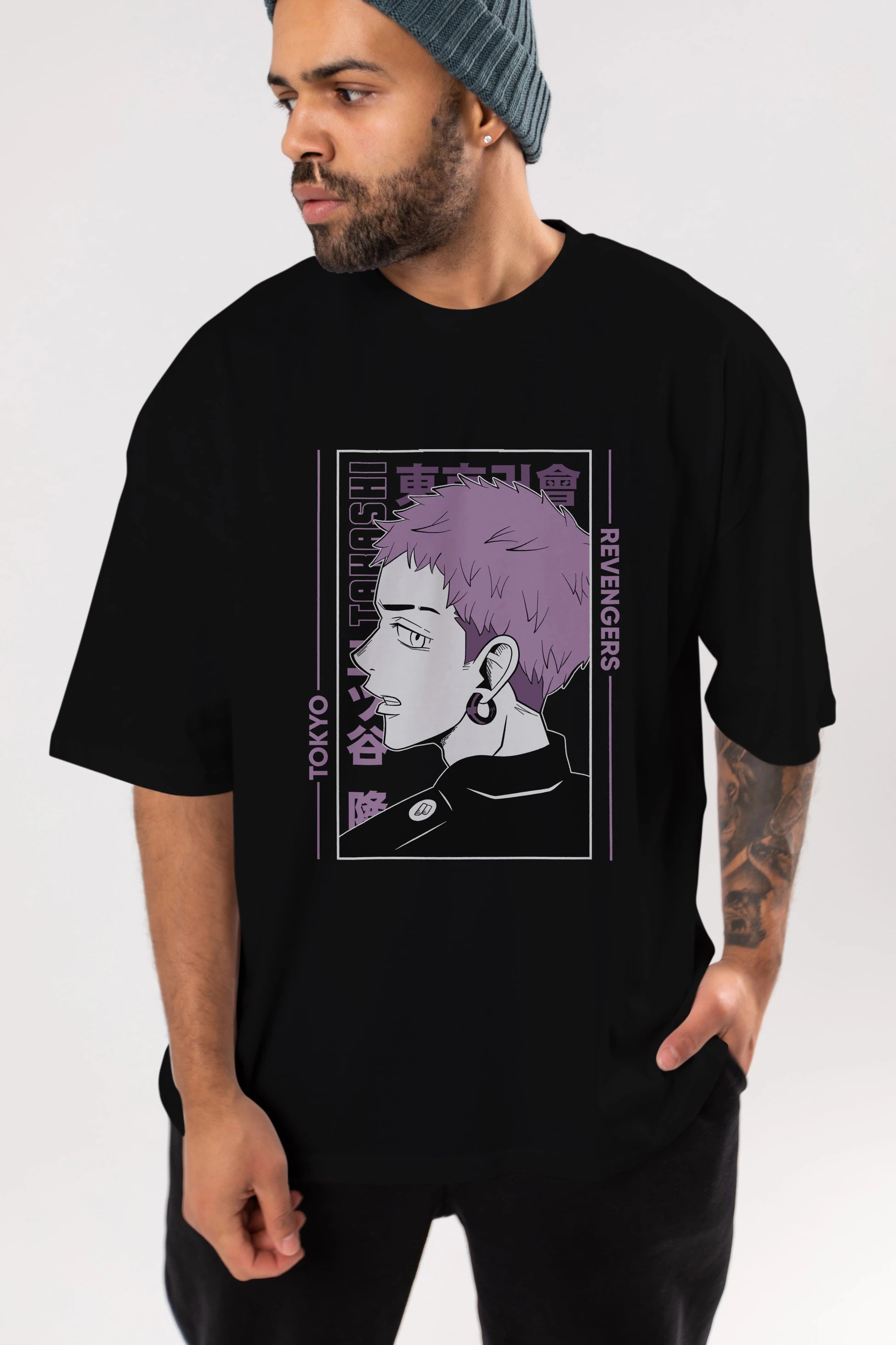 Takashi Mitsuya Anime Ön Baskılı Oversize t-shirt %100 pamuk Erkek Kadın Unisex