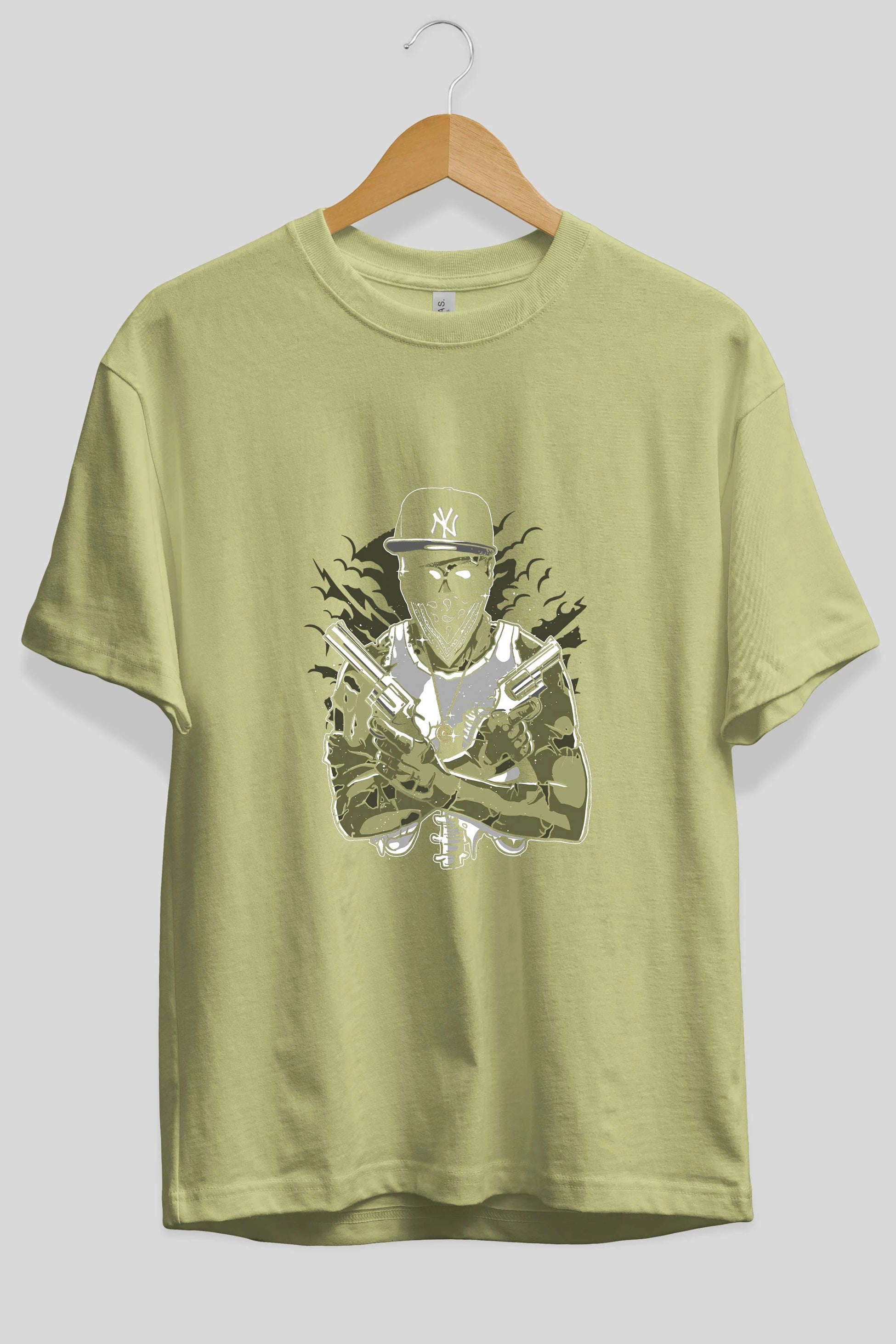Gangsta Zombie Ön Baskılı Oversize t-shirt Erkek Kadın Unisex %100 Pamuk tişort
