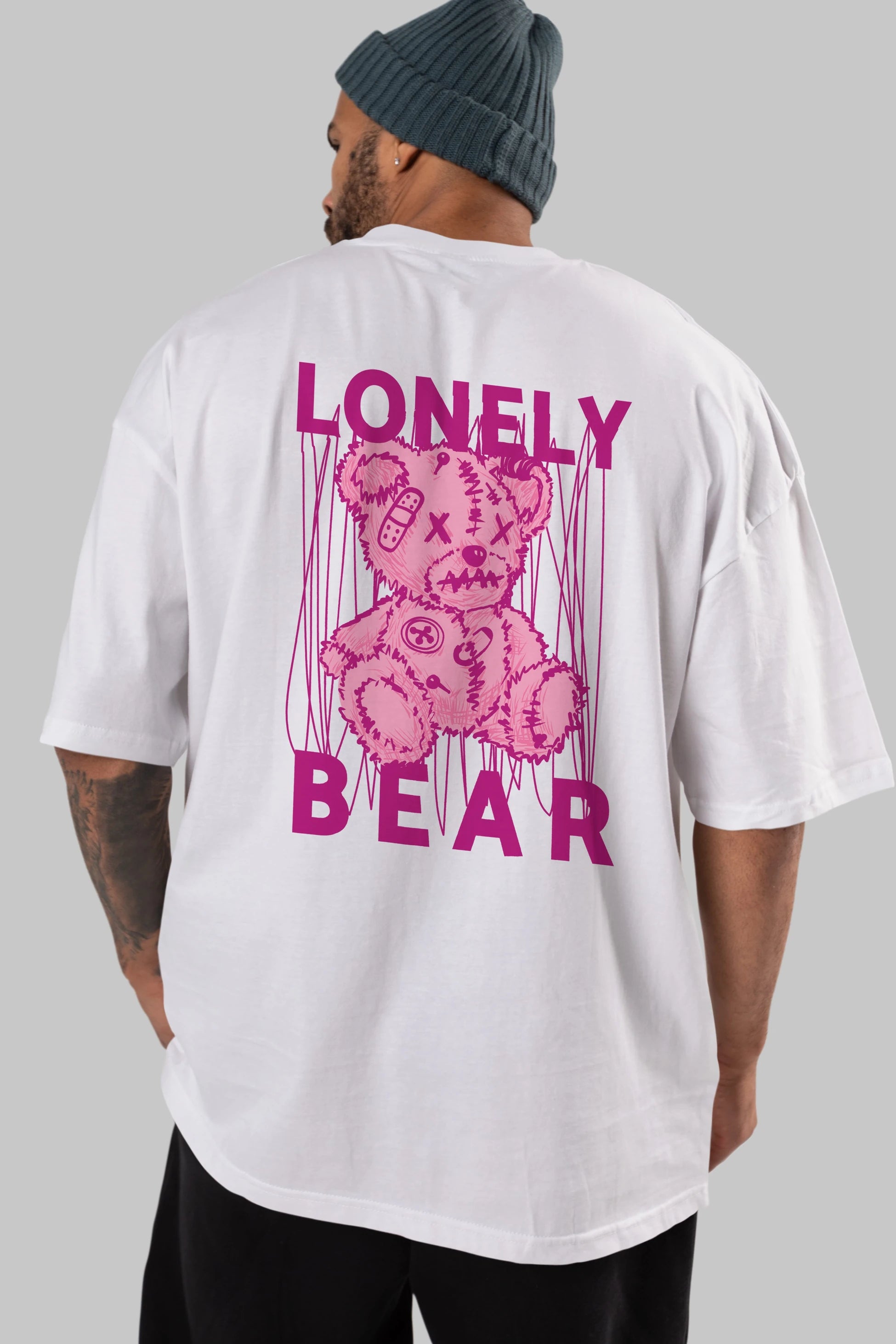 Lonely Bear Arka Baskılı Oversize t-shirt Erkek Kadın Unisex