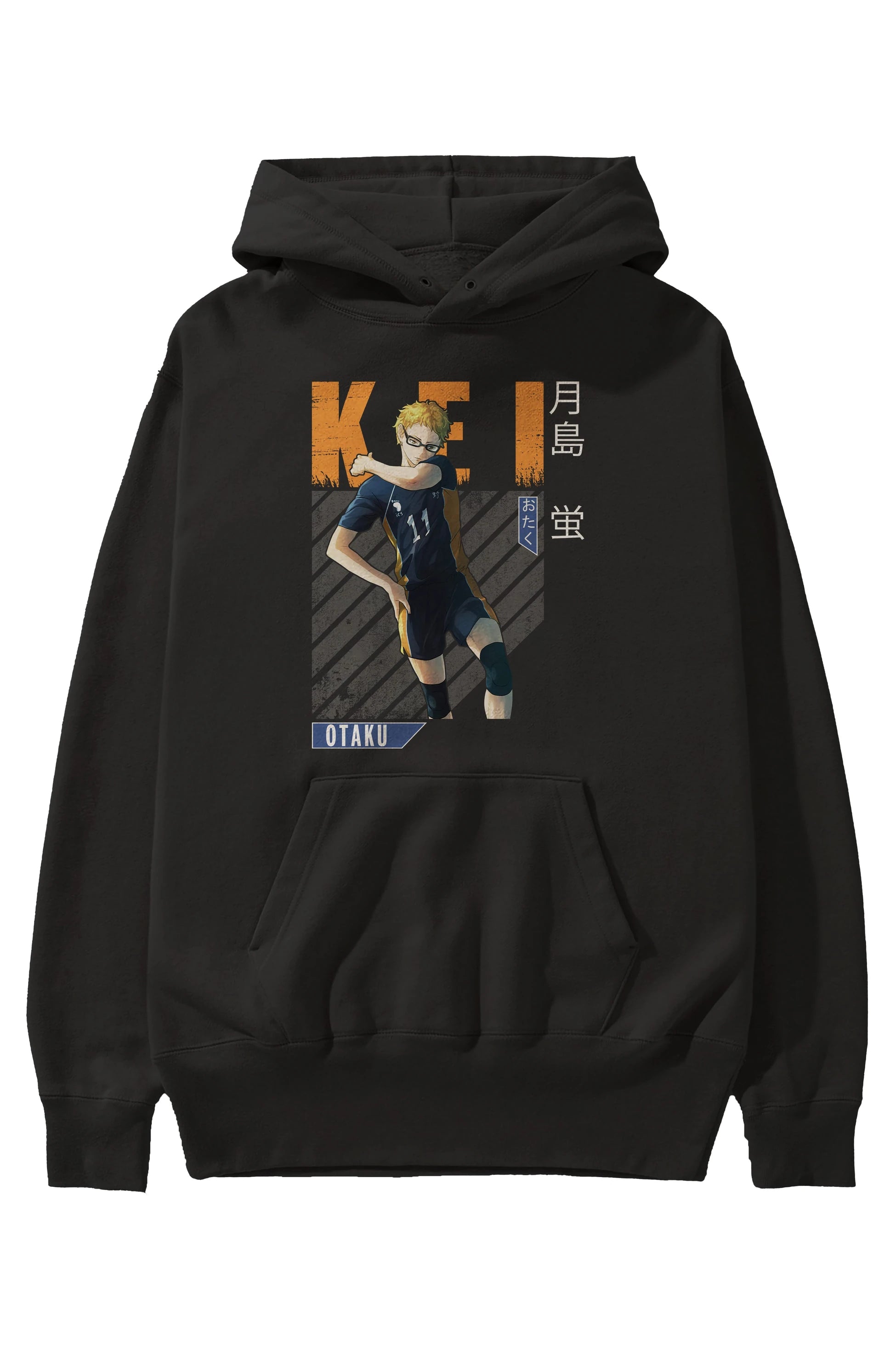 Kei Tsukishima 2 Anime Ön Baskılı Hoodie Oversize Kapüşonlu Sweatshirt Erkek Kadın Unisex