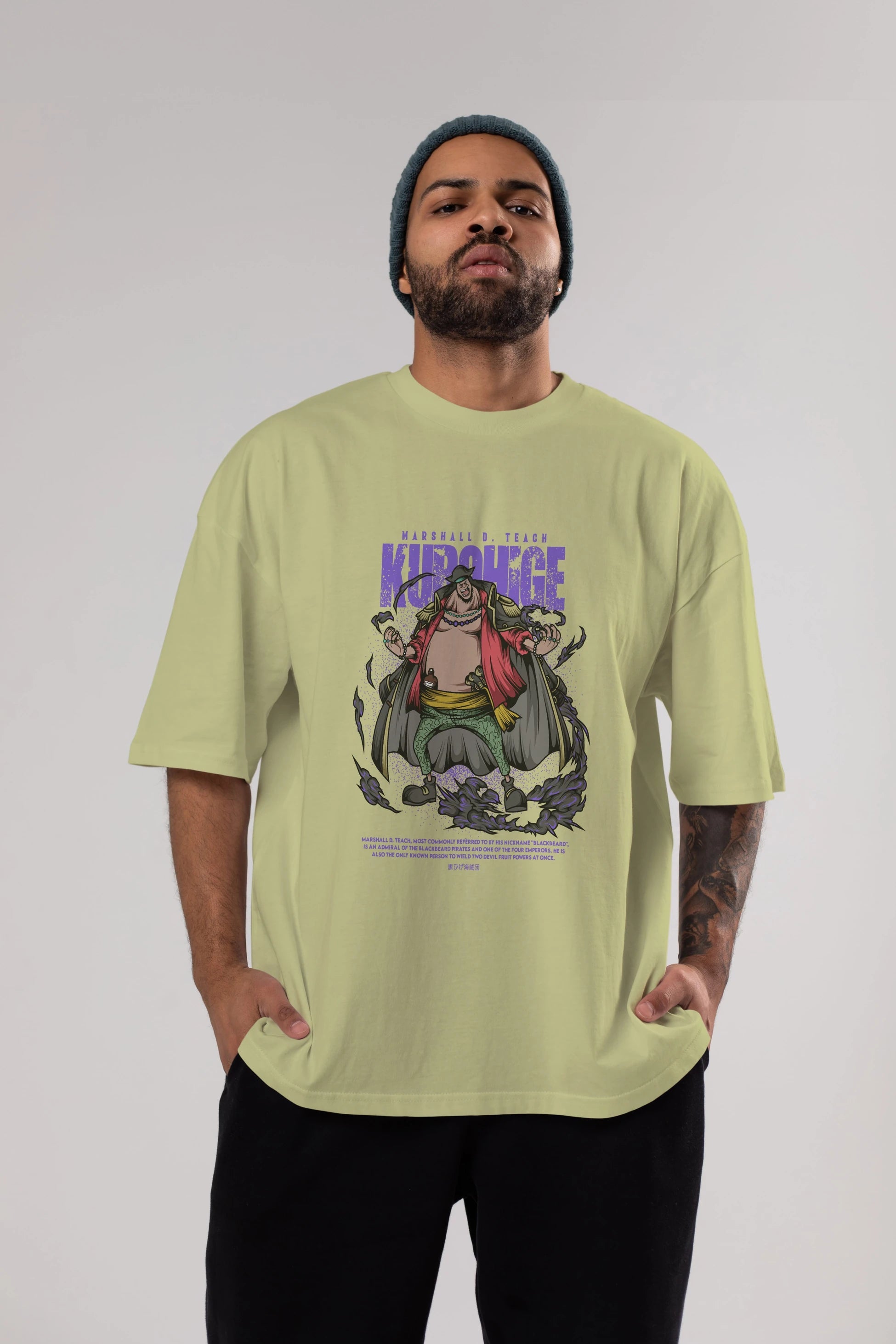 Marshall D. Teach Anime Ön Baskılı Oversize t-shirt %100 pamuk Erkek Kadın Unisex