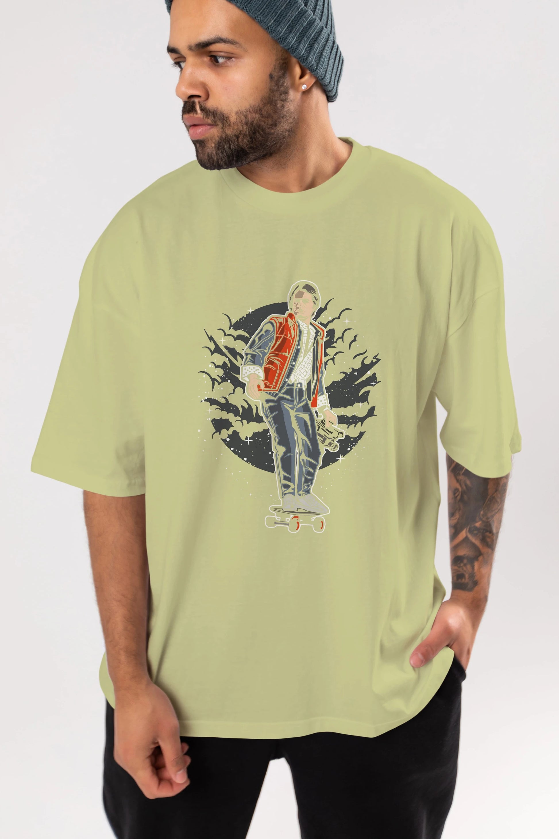 MARTY Ön Baskılı Oversize t-shirt Erkek Kadın Unisex %100 Pamuk tişort