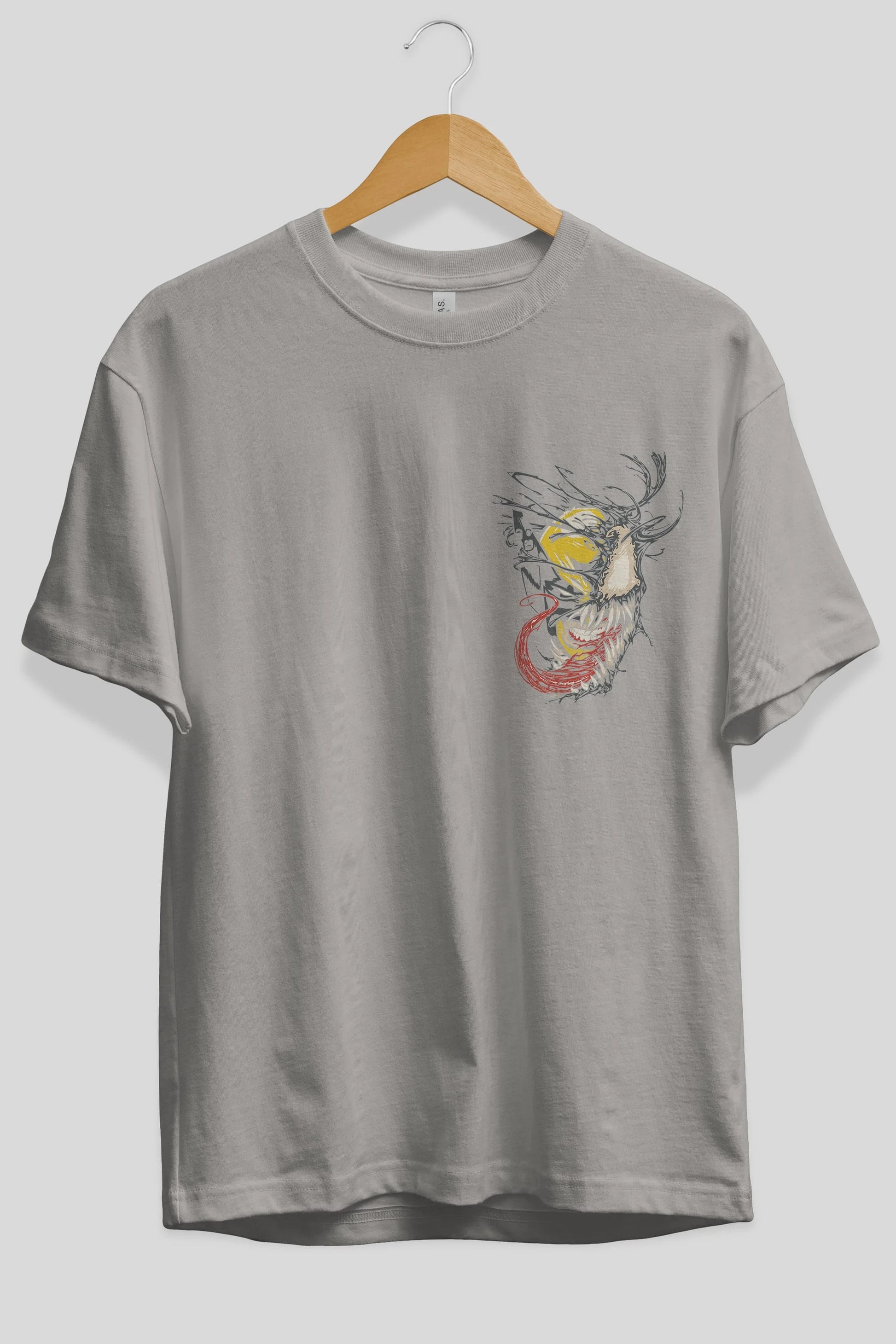 Venom (4) Ön Sol Baskılı Oversize t-shirt Erkek Kadın Unisex %100 Pamuk Bisiklet Yaka tişort