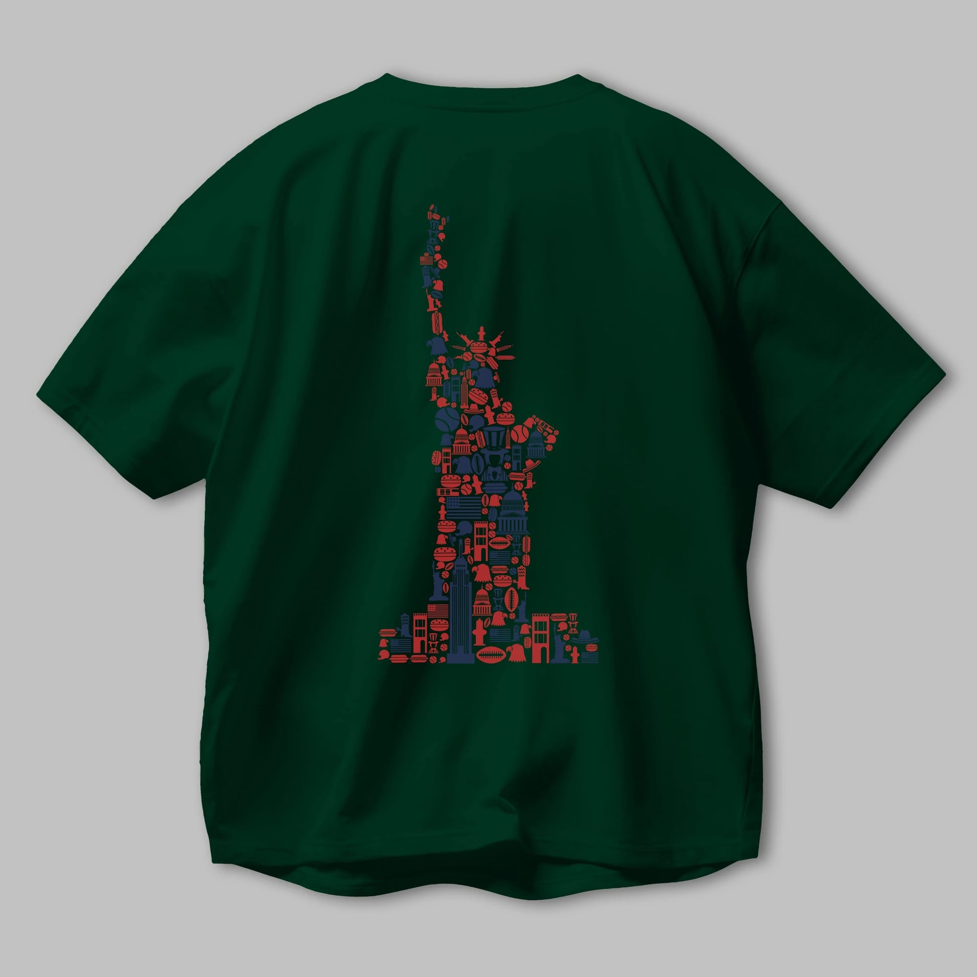 Liberty Arka Baskılı Oversize t-shirt %100 pamuk Erkek Kadın Unisex