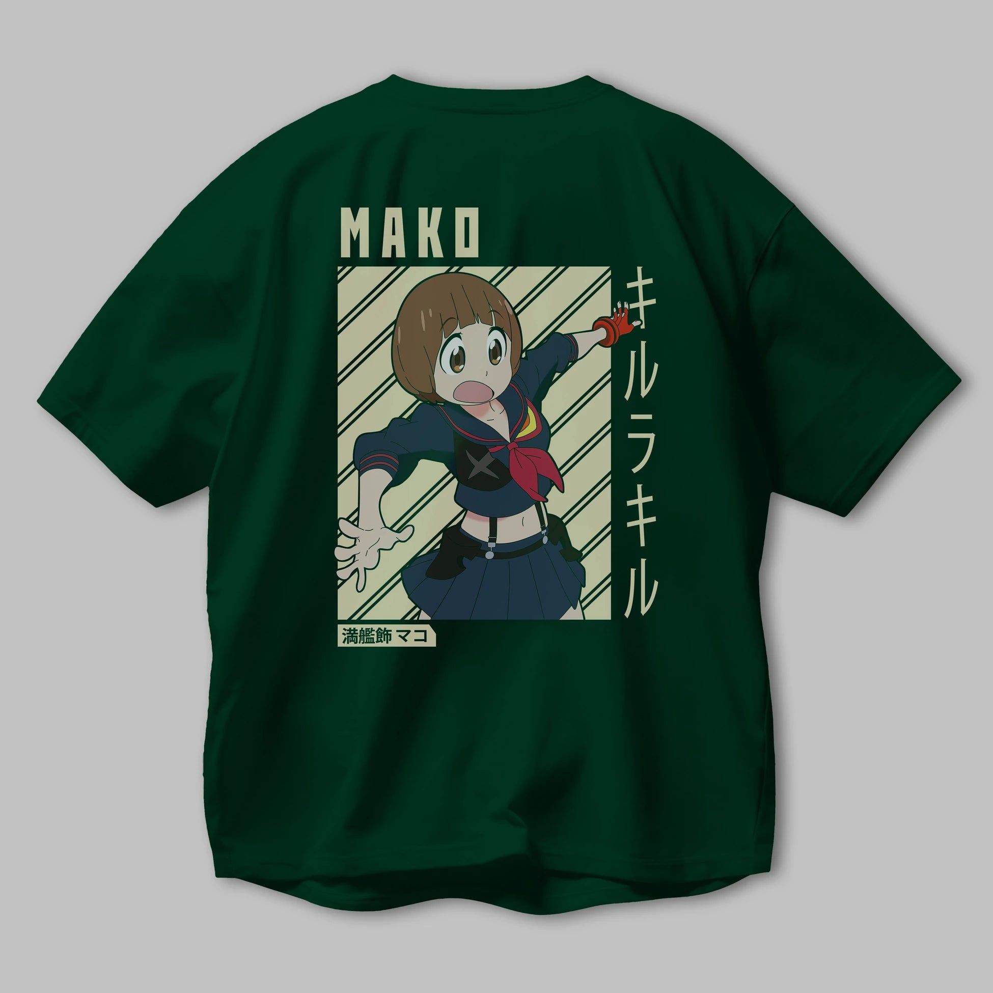 Mako Mankanshoku 1 Anime Arka Baskılı Oversize t-shirt Erkek Kadın Unisex