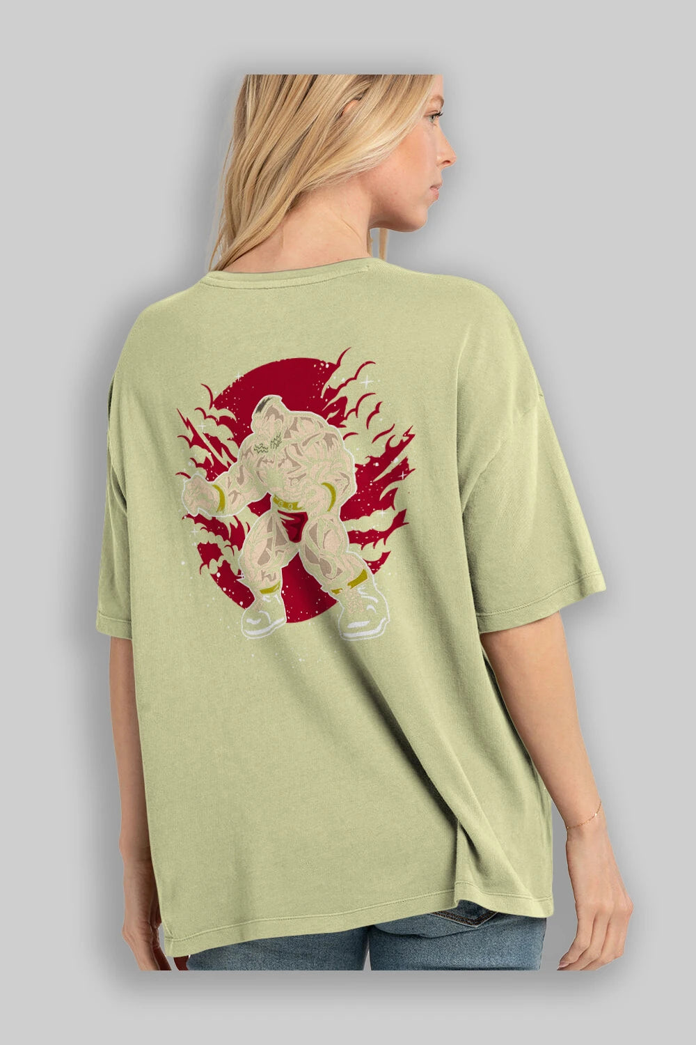 ZANGGIEF Arka Baskılı Oversize t-shirt Erkek Kadın Unisex %100 Pamuk