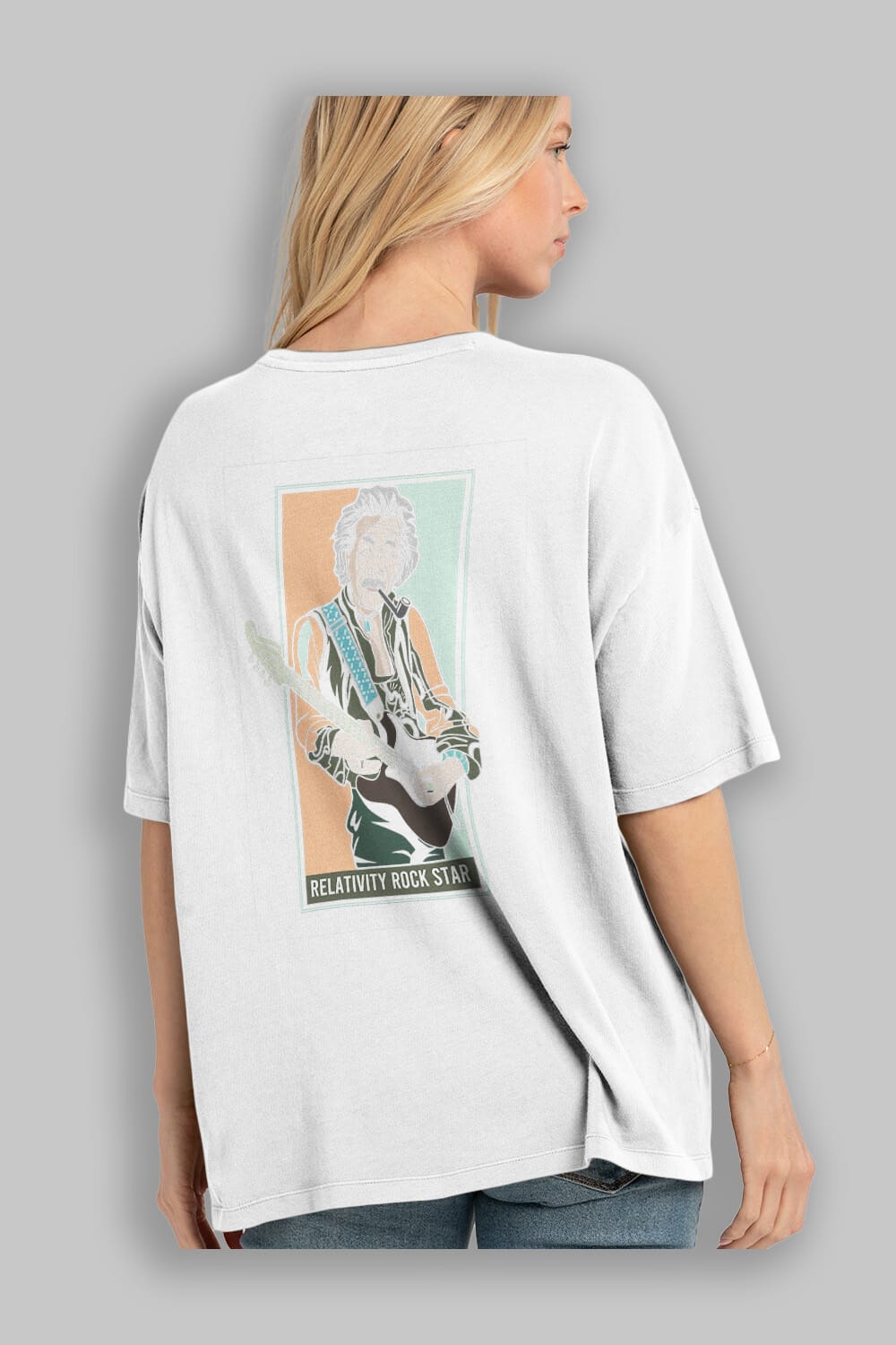 Jimmy Einstein Arka Baskılı Oversize t-shirt Erkek Kadın Unisex %100 Pamuk tişort