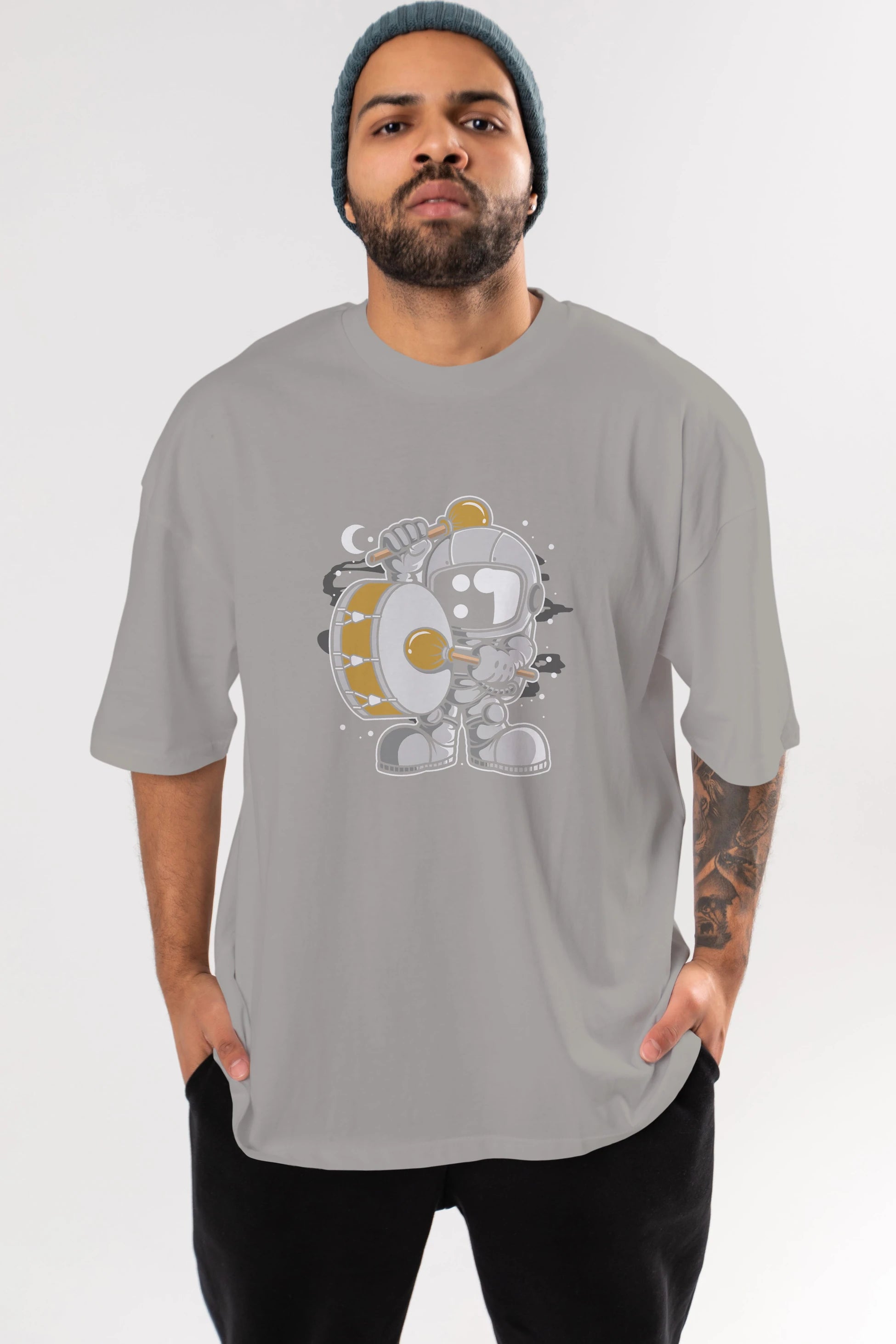 Astronaut Marching Band Ön Baskılı Oversize t-shirt Erkek Kadın Unisex