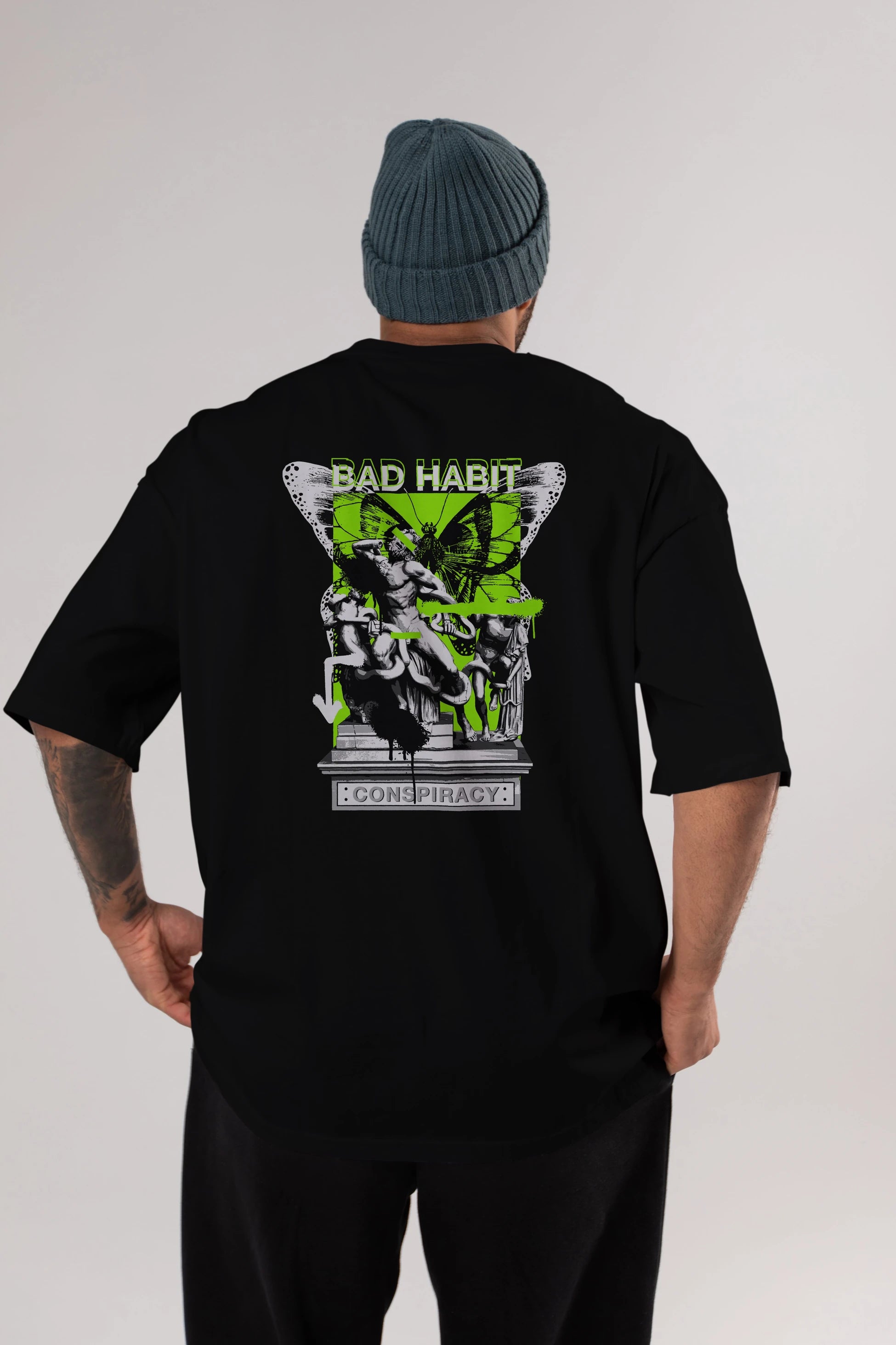 Bad Habit Arka Baskılı Oversize t-shirt Erkek Kadın Unisex