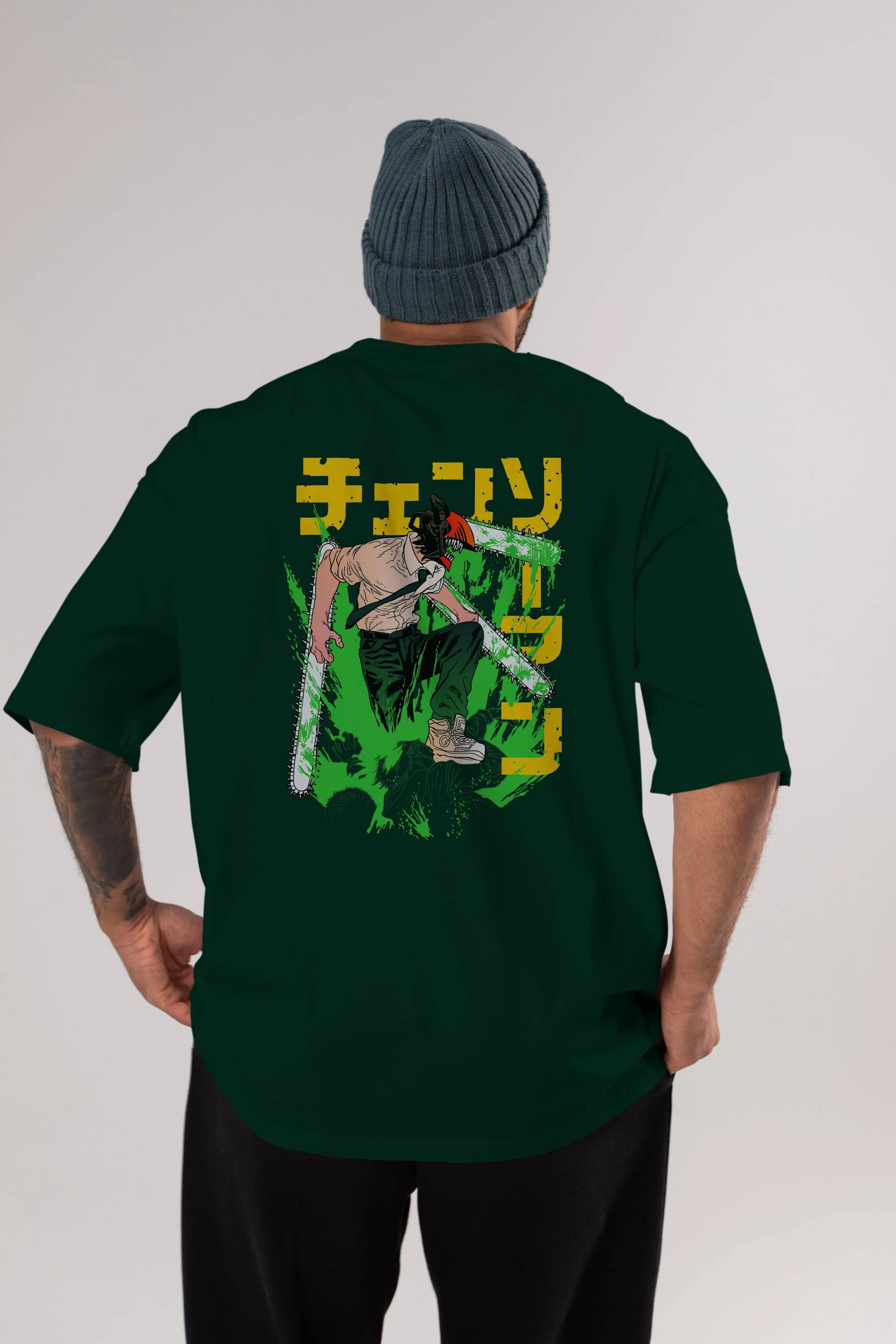 CHAINSAWMAN DENJI Anime Arka Baskılı Oversize t-shirt Erkek Kadın Unisex