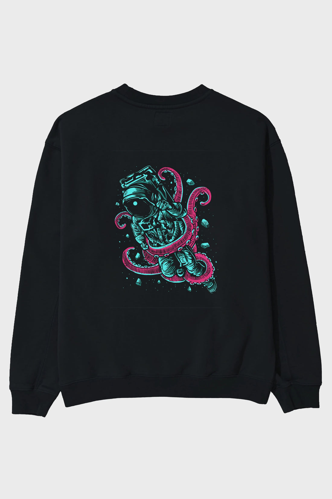 Astronaut Octopus Arka Baskılı Oversize Sweatshirt Erkek Kadın Unisex