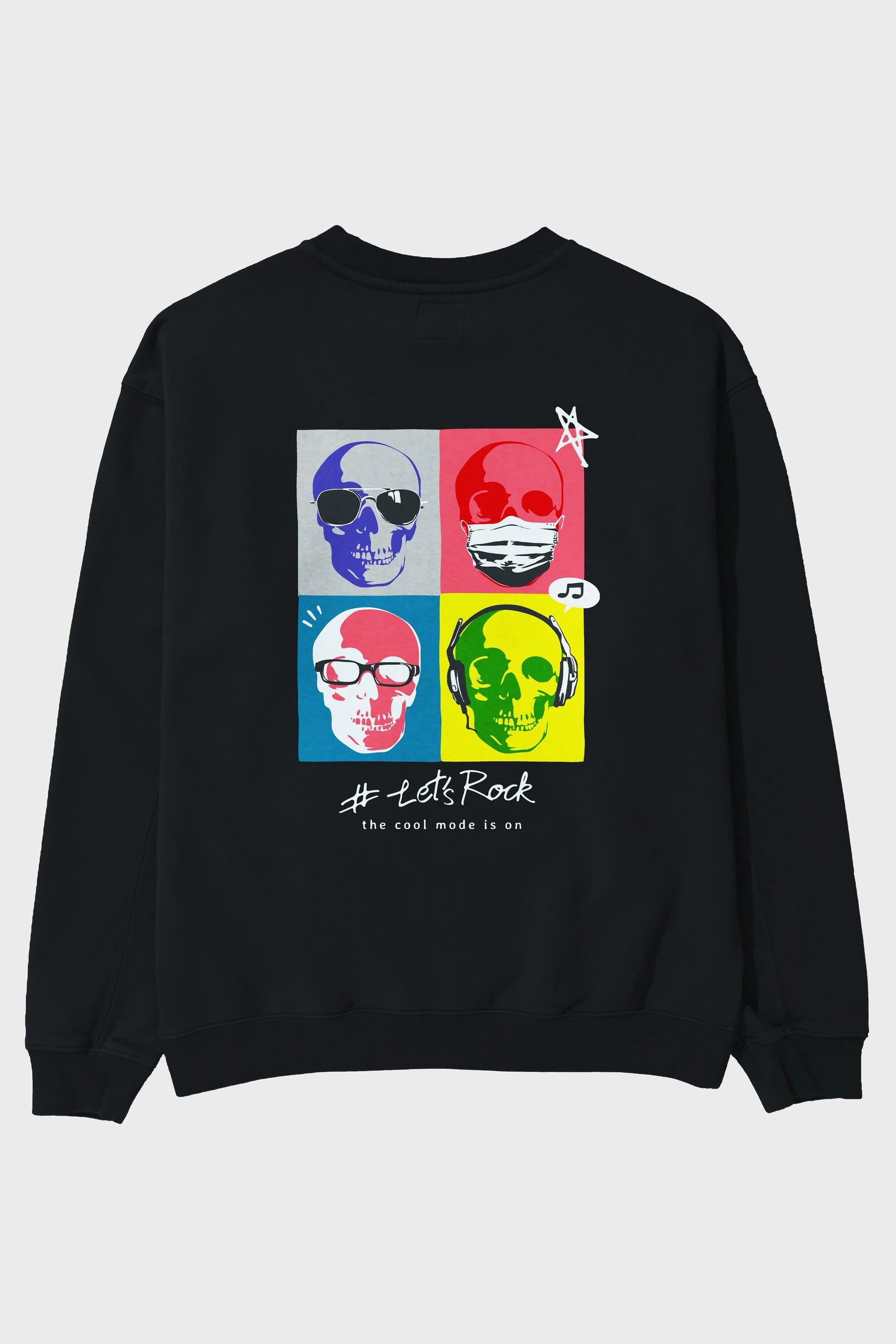 Lets Rock Arka Baskılı Oversize Sweatshirt Erkek Kadın Unisex