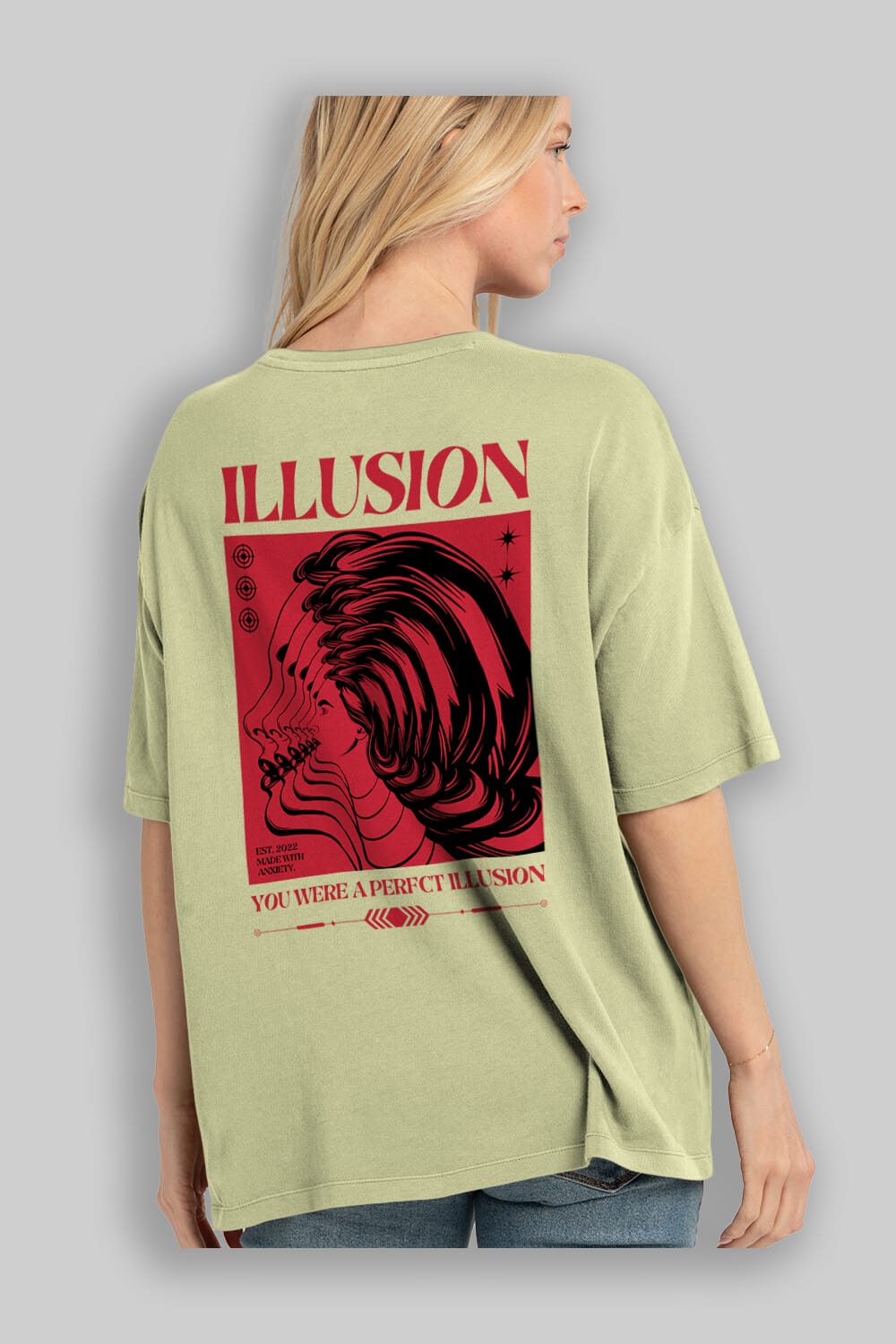Illusion Streetwear Arka Baskılı Oversize t-shirt Erkek Kadın Unisex