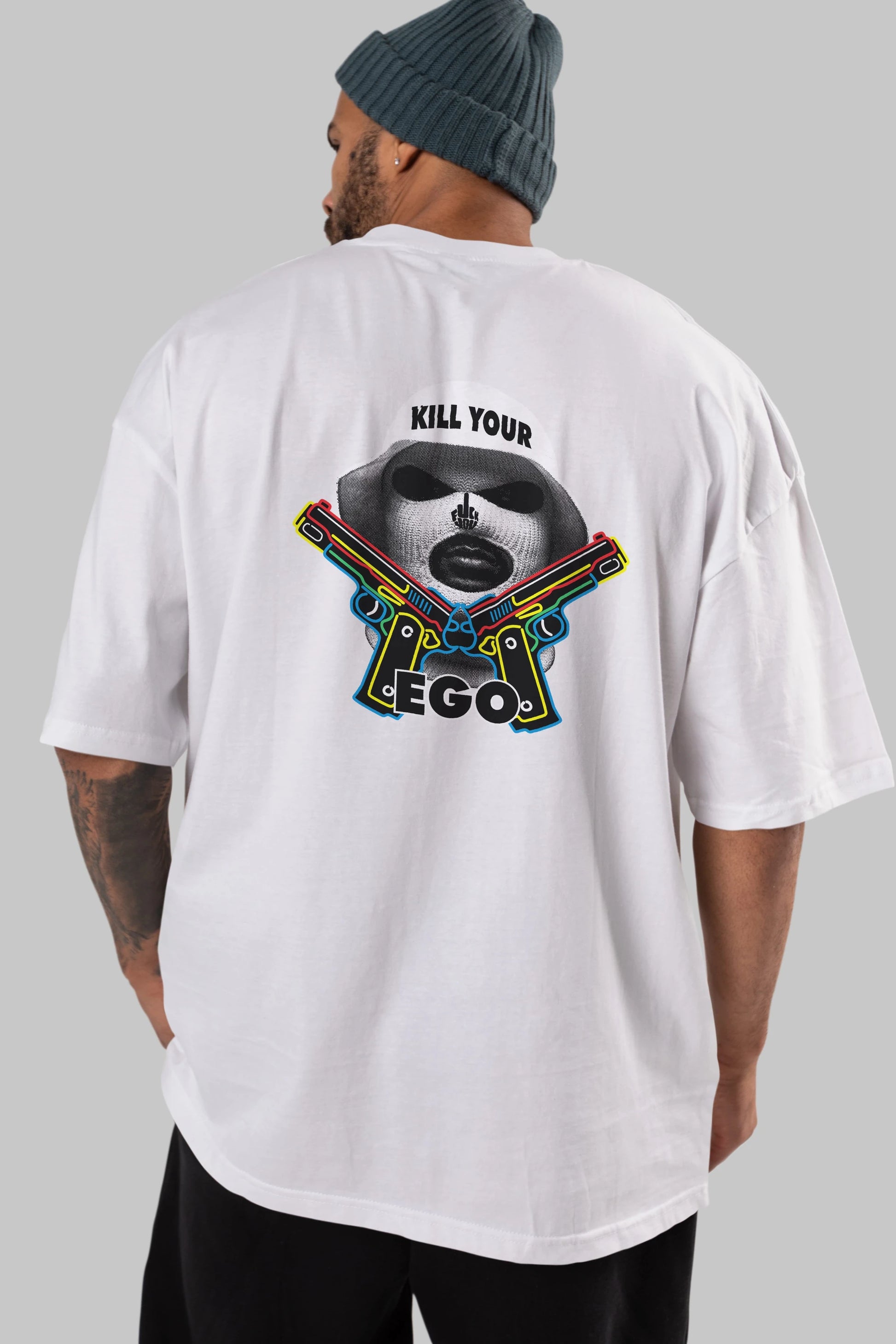 Kill Your Ego Arka Baskılı Oversize t-shirt Erkek Kadın Unisex
