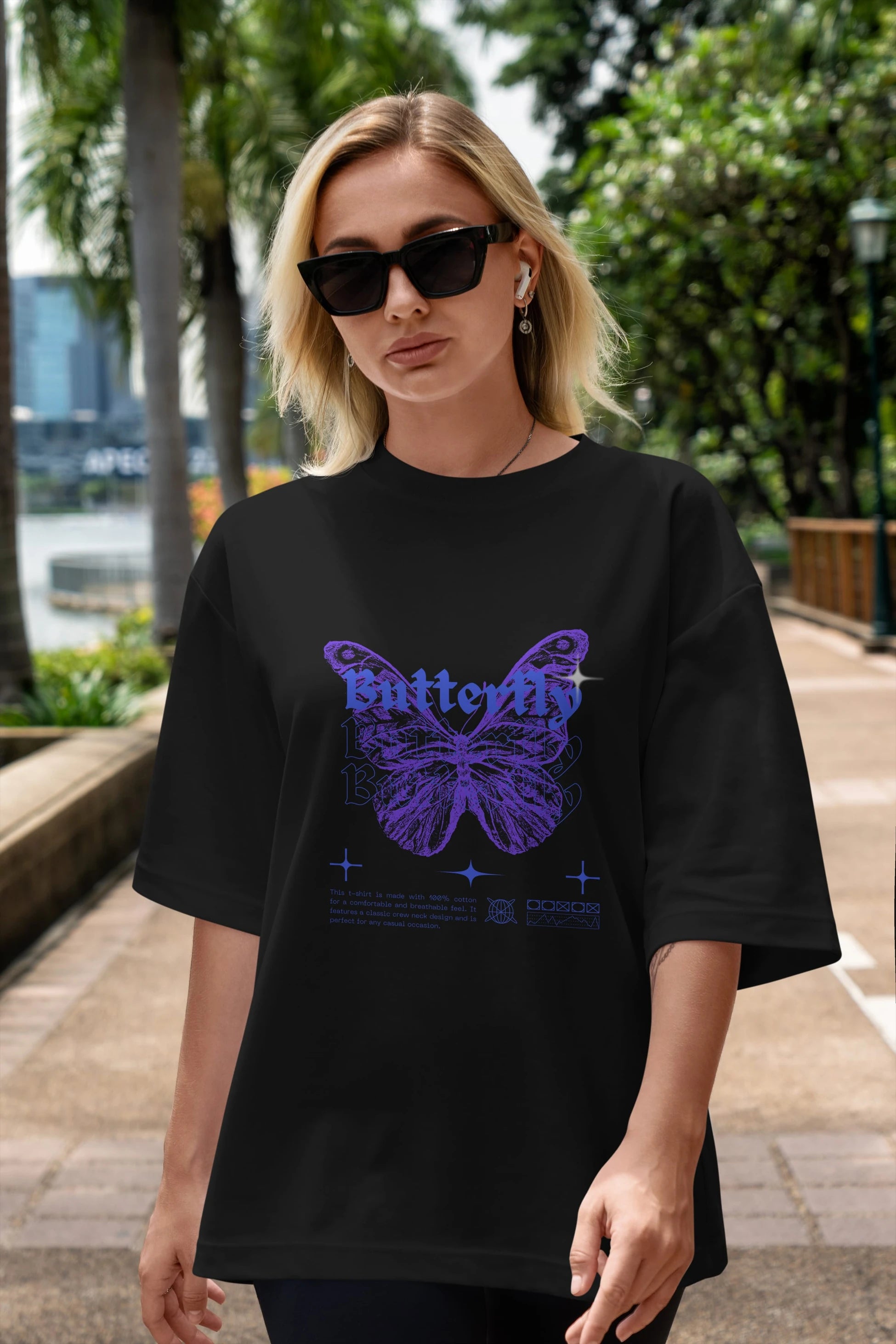 Butterfly Streetwear Ön Baskılı Oversize t-shirt Erkek Kadın Unisex