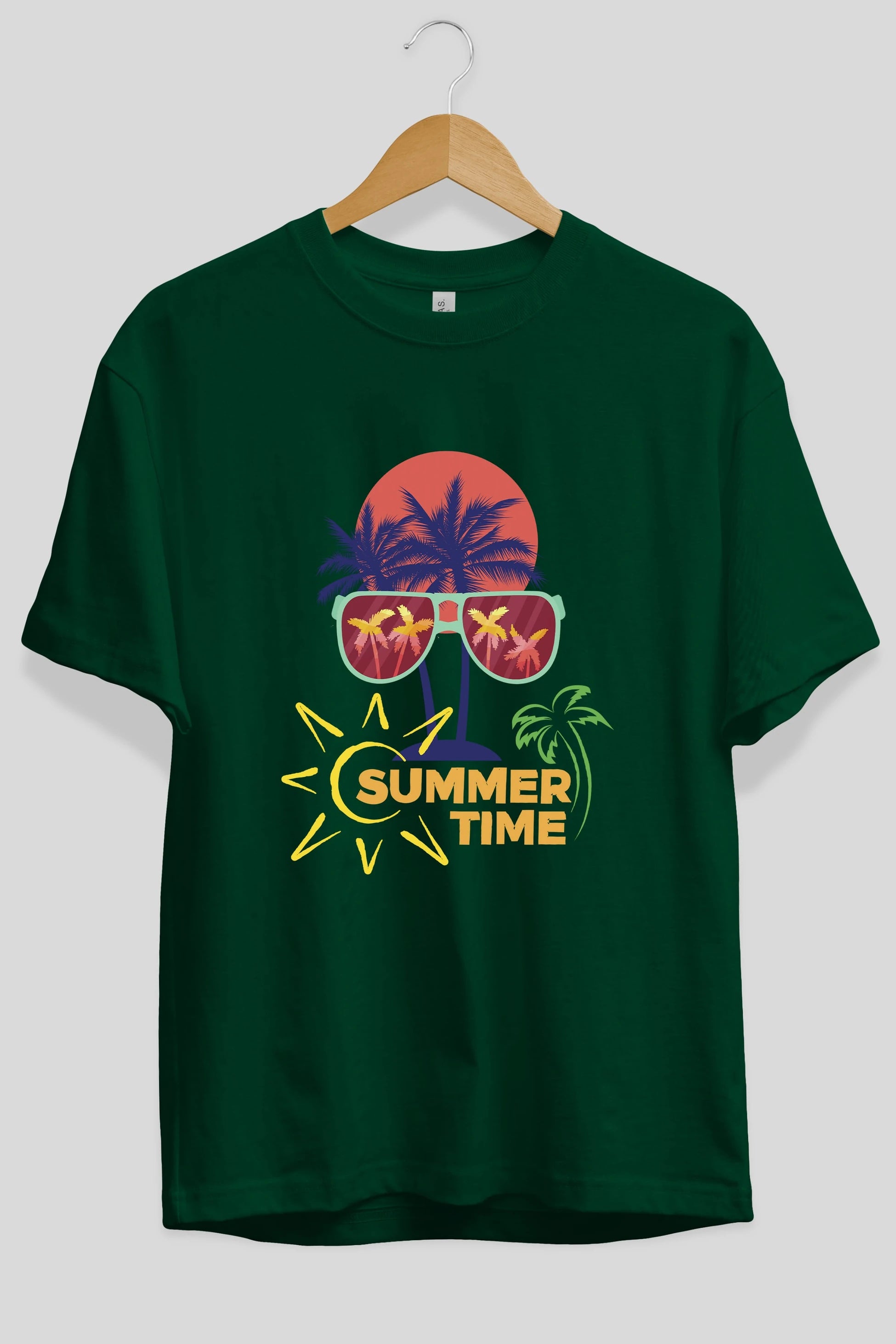 Summer Time Yazılı Ön Baskılı Oversize t-shirt Erkek Kadın Unisex