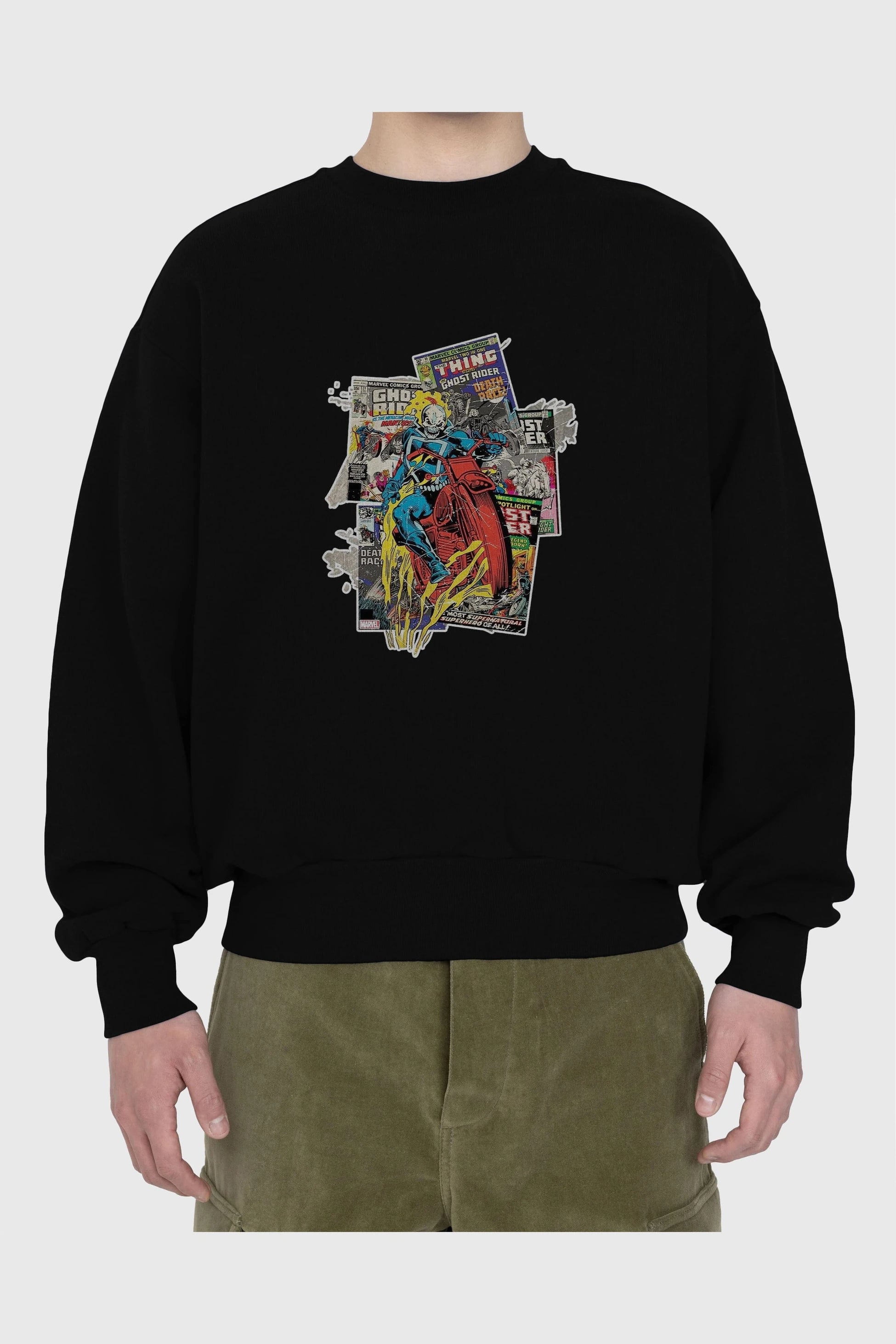 Ghost Rider Ön Baskılı Oversize Sweatshirt Erkek Kadın Unisex