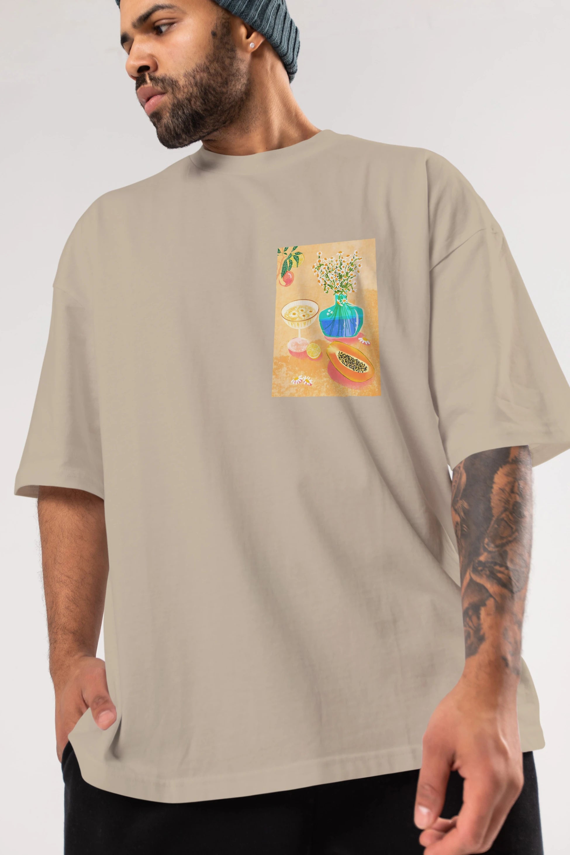 Cheers 2 Ön Sol Baskılı Oversize t-shirt Erkek Kadın Unisex %100 Pamuk Bisiklet Yaka tişort
