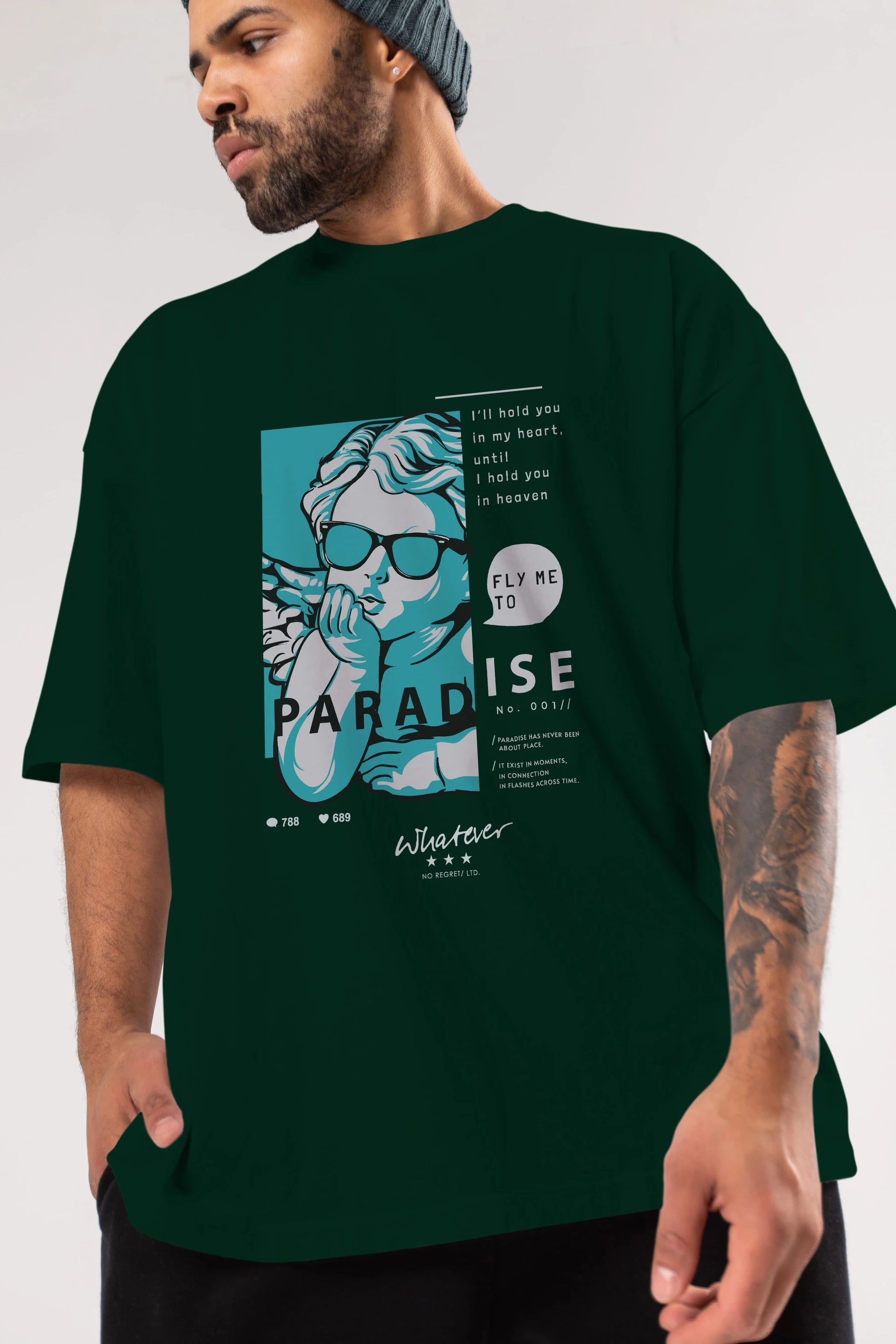 Paradise Fly to Me Ön Baskılı Oversize t-shirt Erkek Kadın Unisex