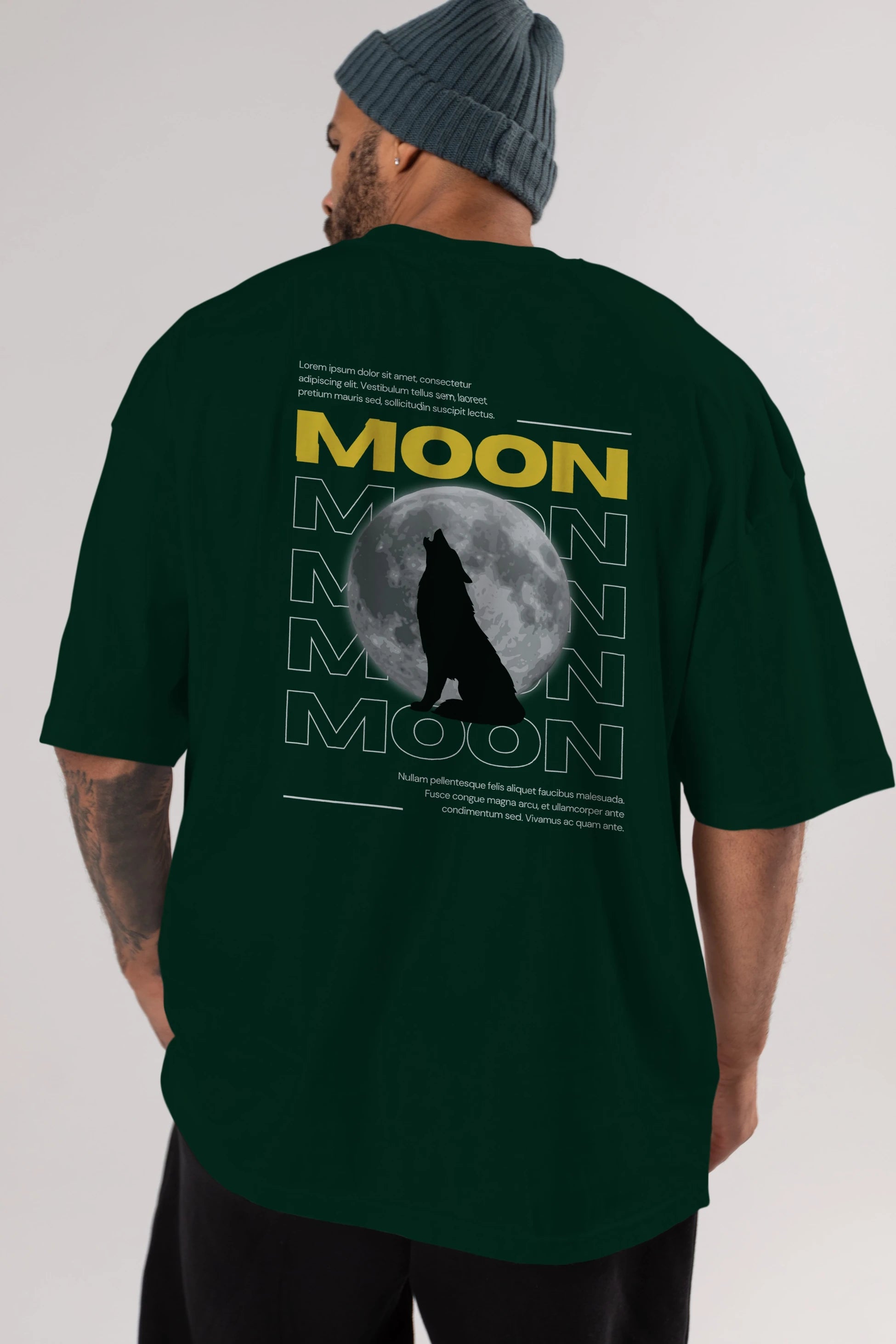 Moon Arka Baskılı Oversize t-shirt Erkek Kadın Unisex