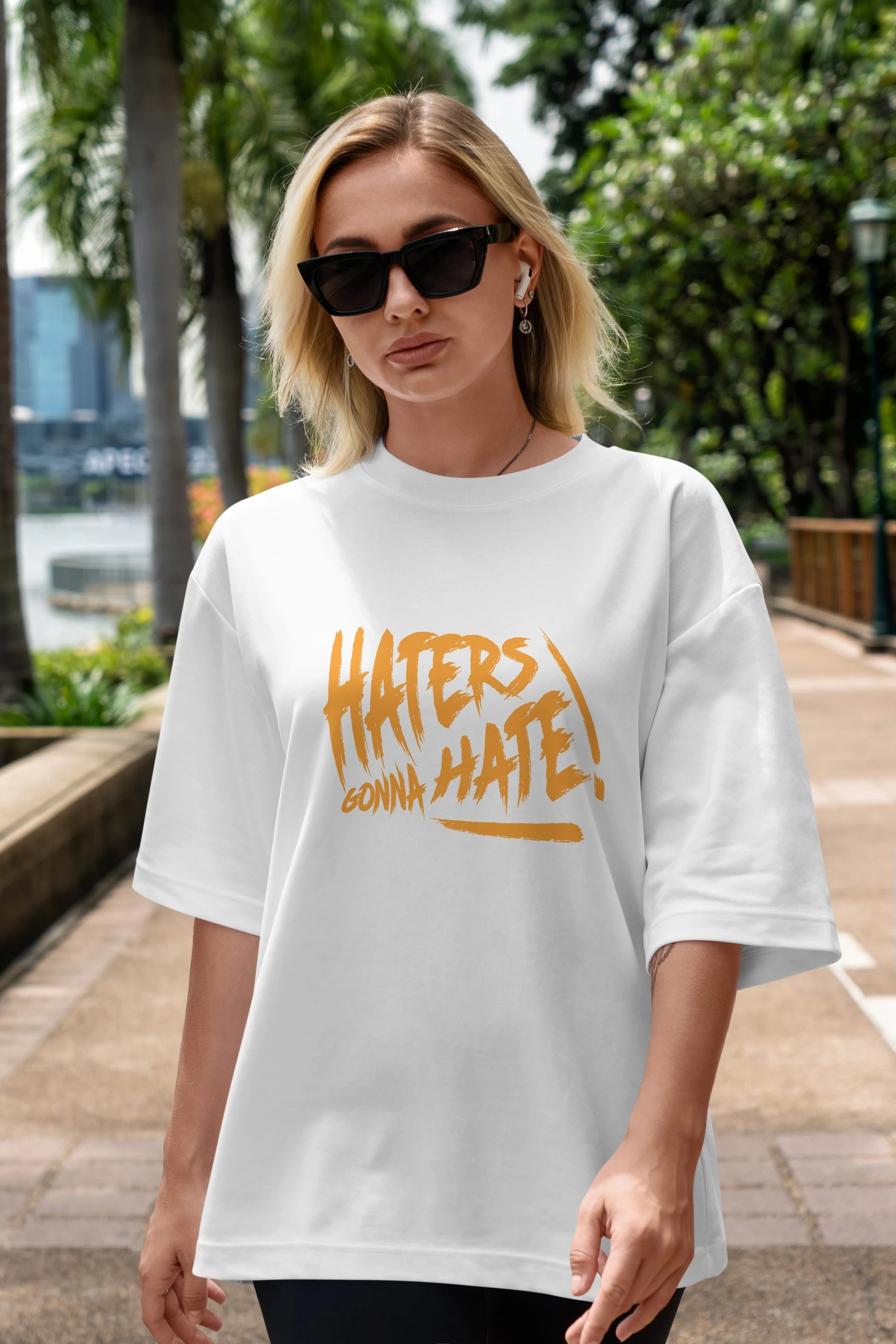 Hater Gonna Hate Ön Baskılı Oversize t-shirt Erkek Kadın Unisex