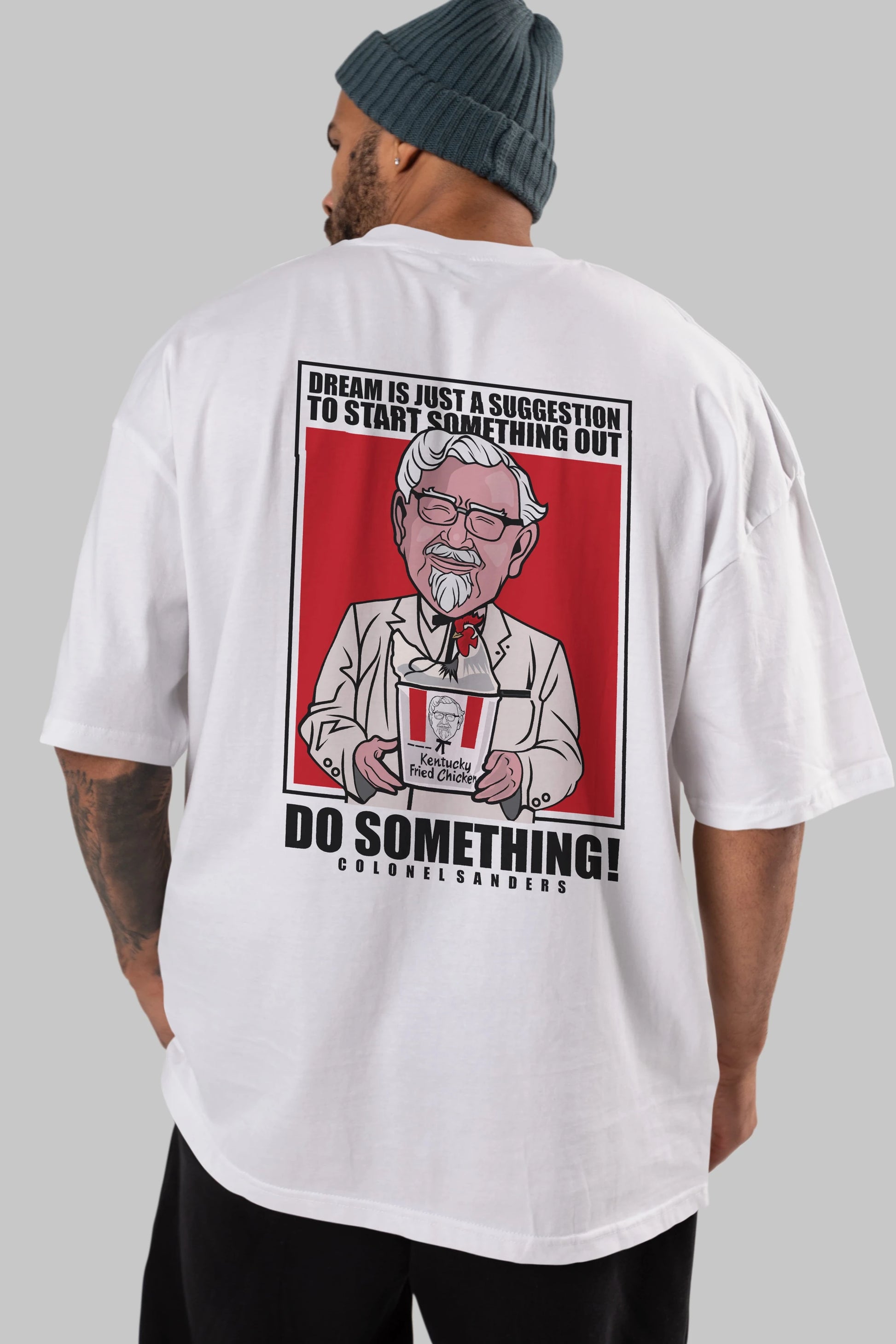 Colonel Sanders Arka Baskılı Oversize t-shirt Erkek Kadın Unisex %100 Pamuk tişort
