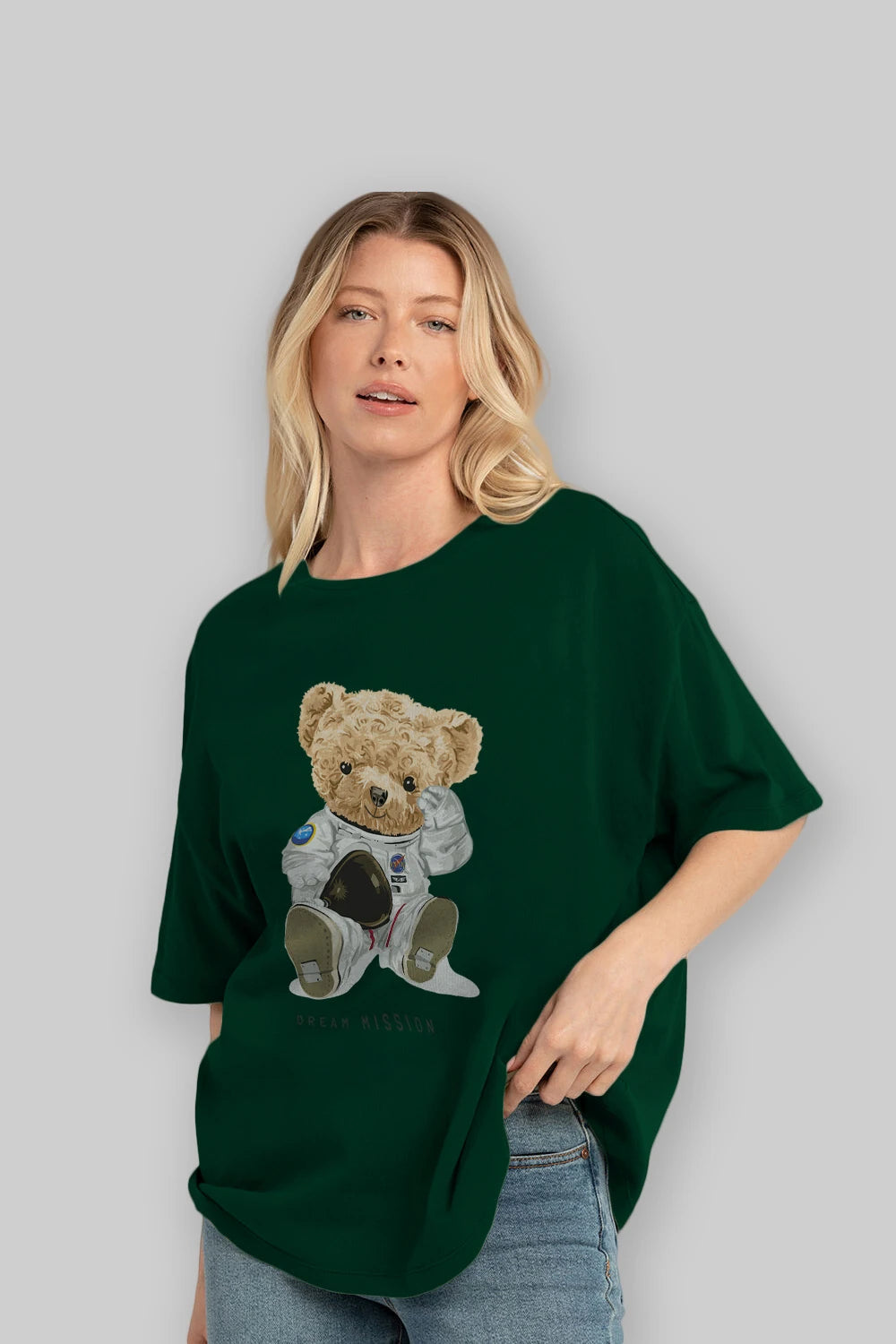 Teddy Bear Asrtonot Ön Baskılı Oversize t-shirt Erkek Kadın Unisex %100 Pamuk