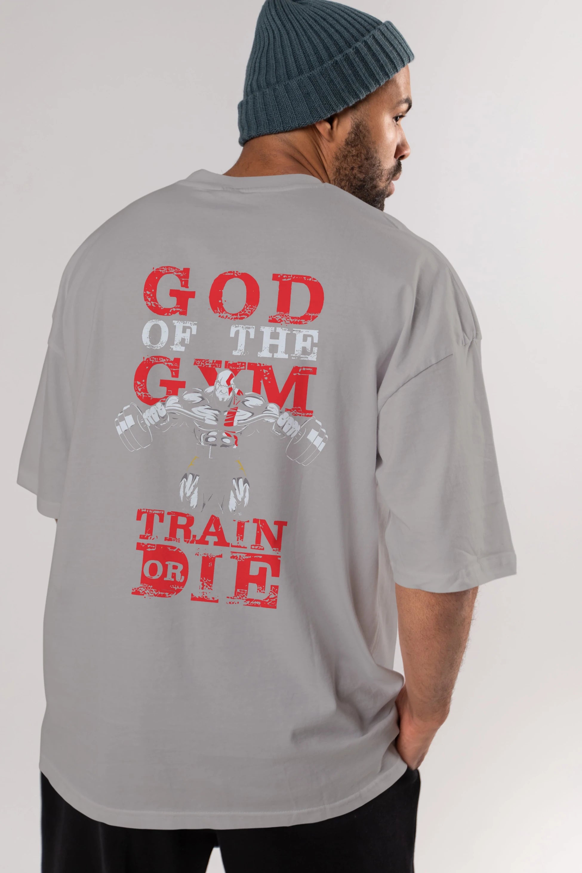 God of The GYM Arka Baskılı Oversize t-shirt Erkek Kadın Unisex %100 Pamuk Bisiklet Yaka tişort