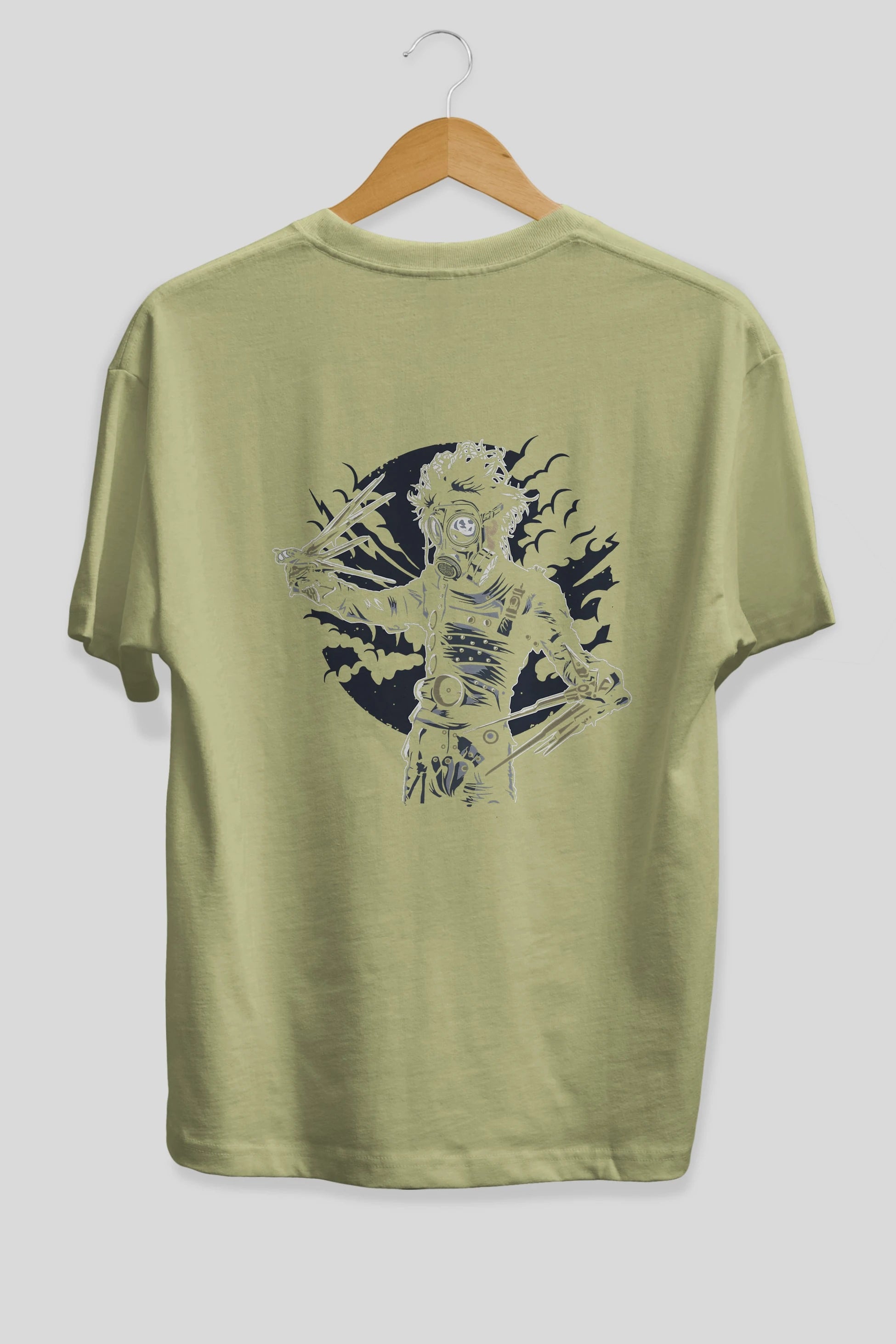 Gas Mask Scissors Arka Baskılı Oversize t-shirt Erkek Kadın Unisex %100 Pamuk