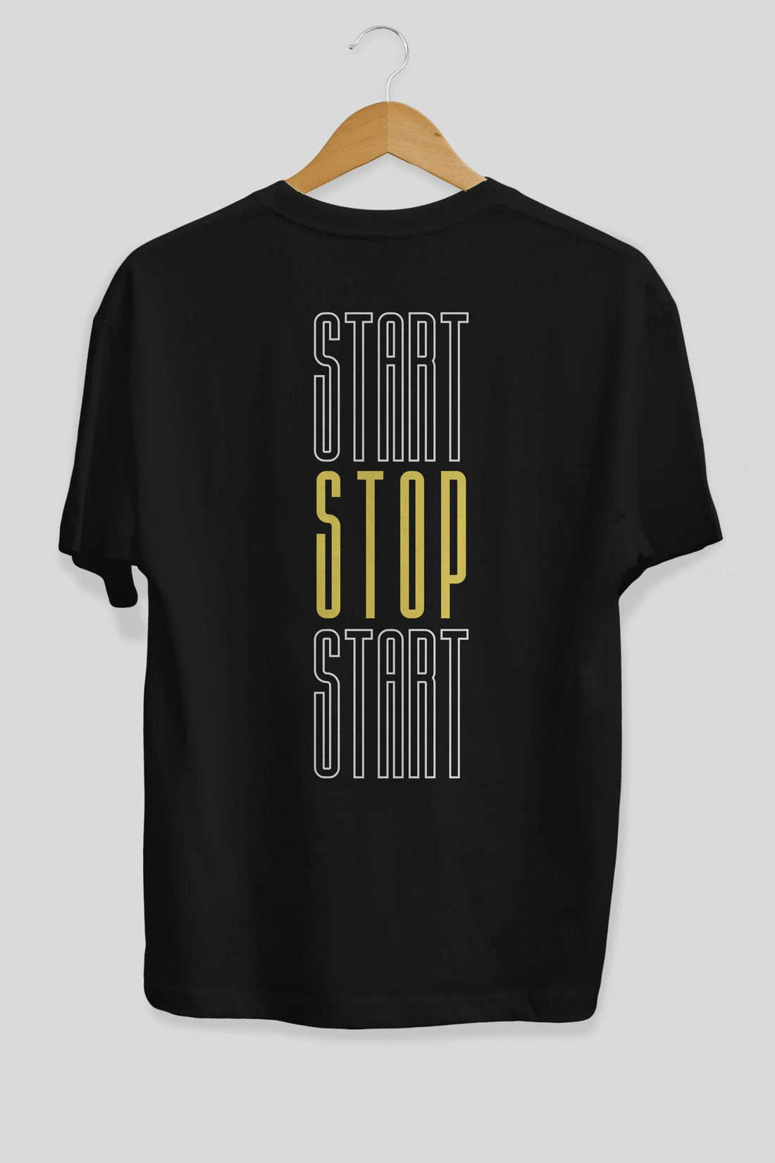 Start Stop Start Yazılı Arka Baskılı Oversize t-shirt Erkek Kadın Unisex