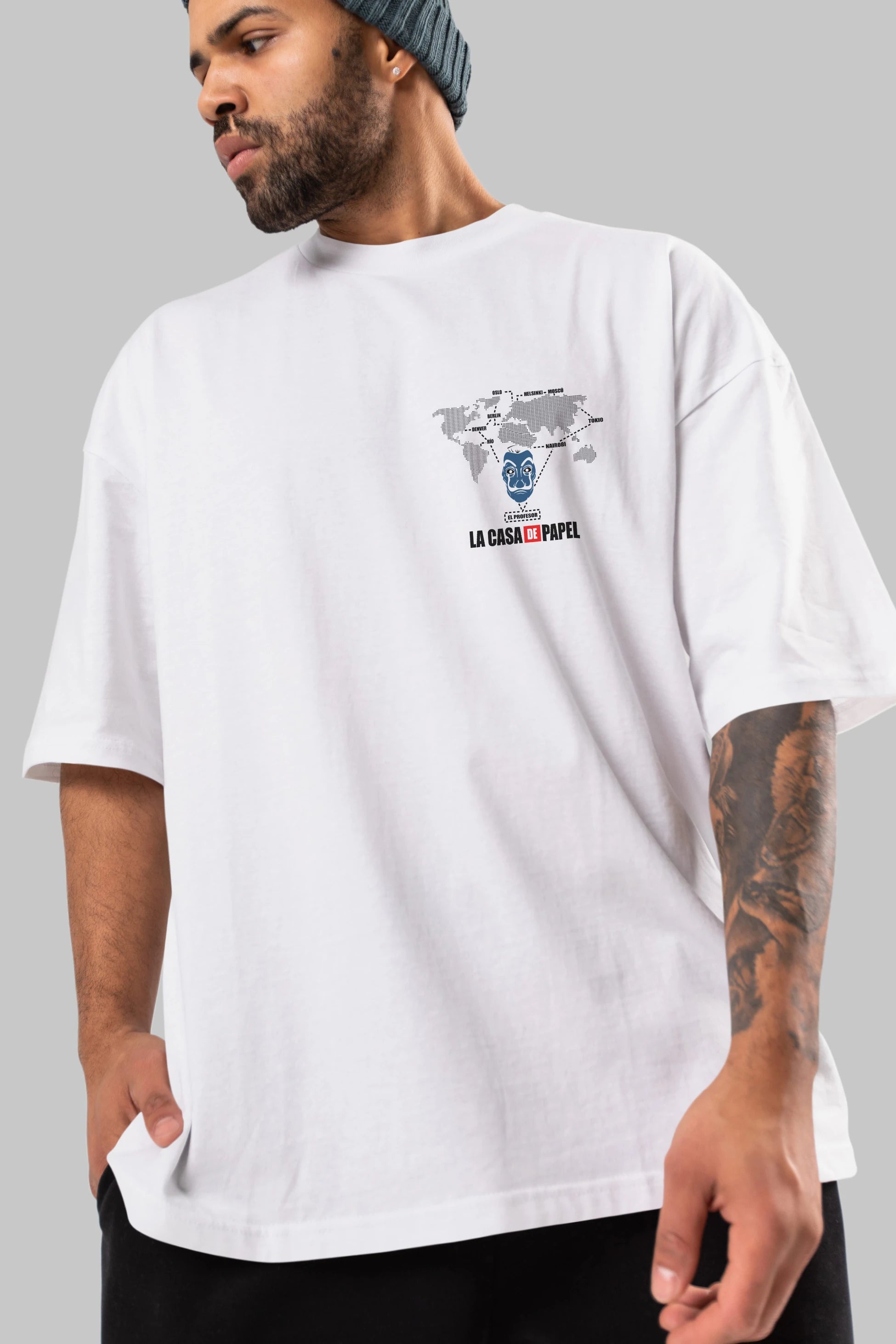 La Casa De Papel Ön Sol Baskılı Oversize t-shirt Erkek Kadın Unisex %100 Pamuk Bisiklet Yaka tişort