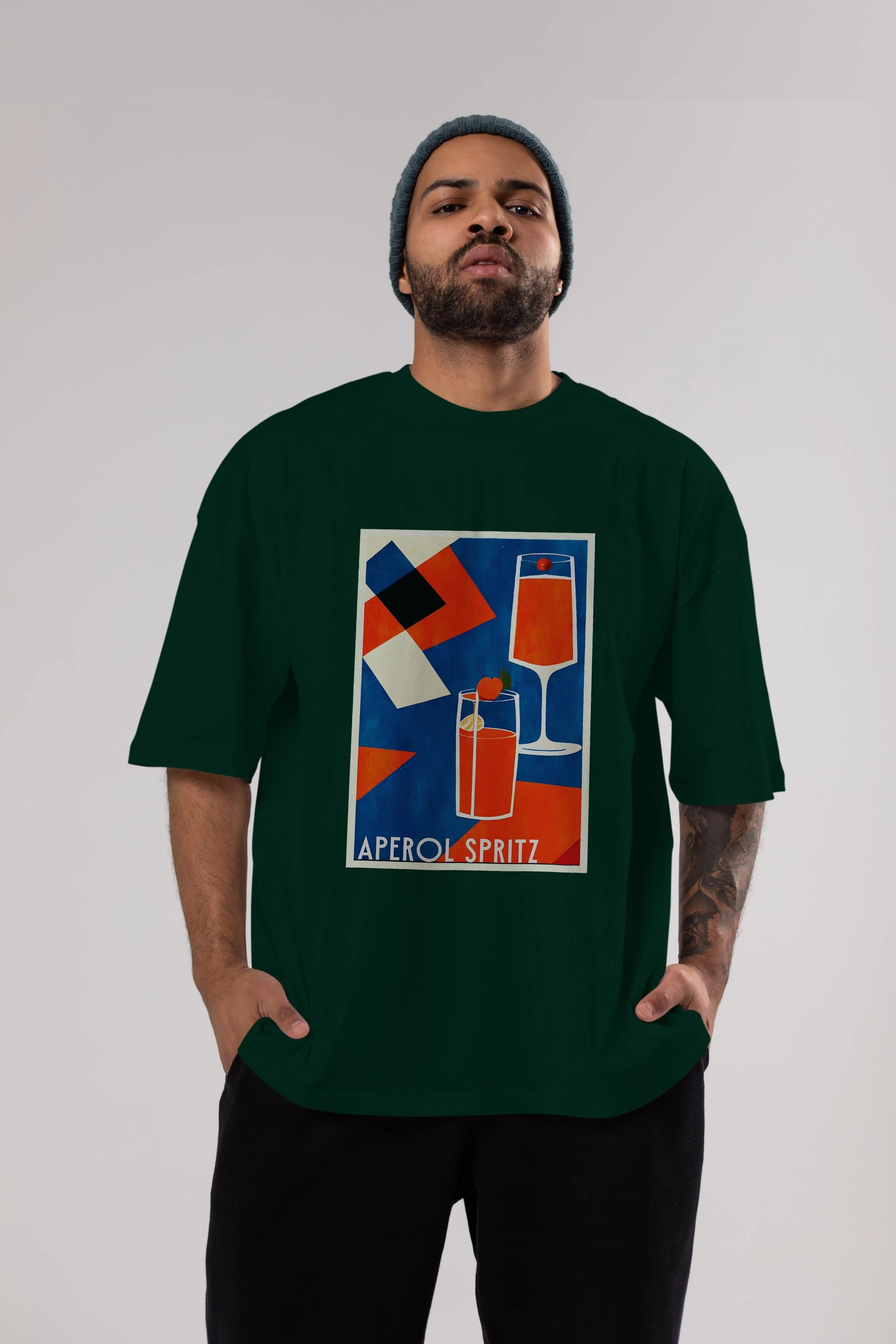 Aperol Spritz 4 Ön Baskılı Oversize t-shirt Erkek Kadın Unisex %100 Pamuk Bisiklet Yaka tişort