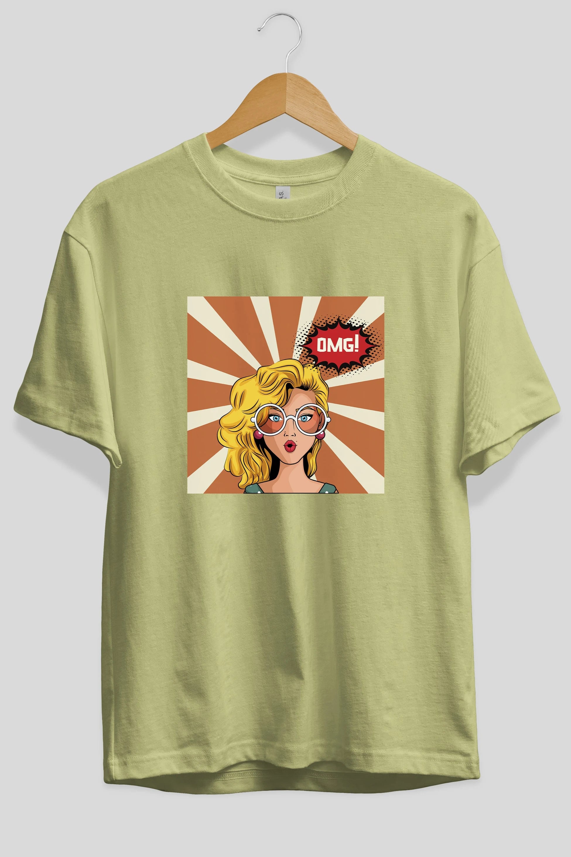 OMG Yazılı Retro Ön Baskılı Oversize t-shirt Erkek Kadın Unisex