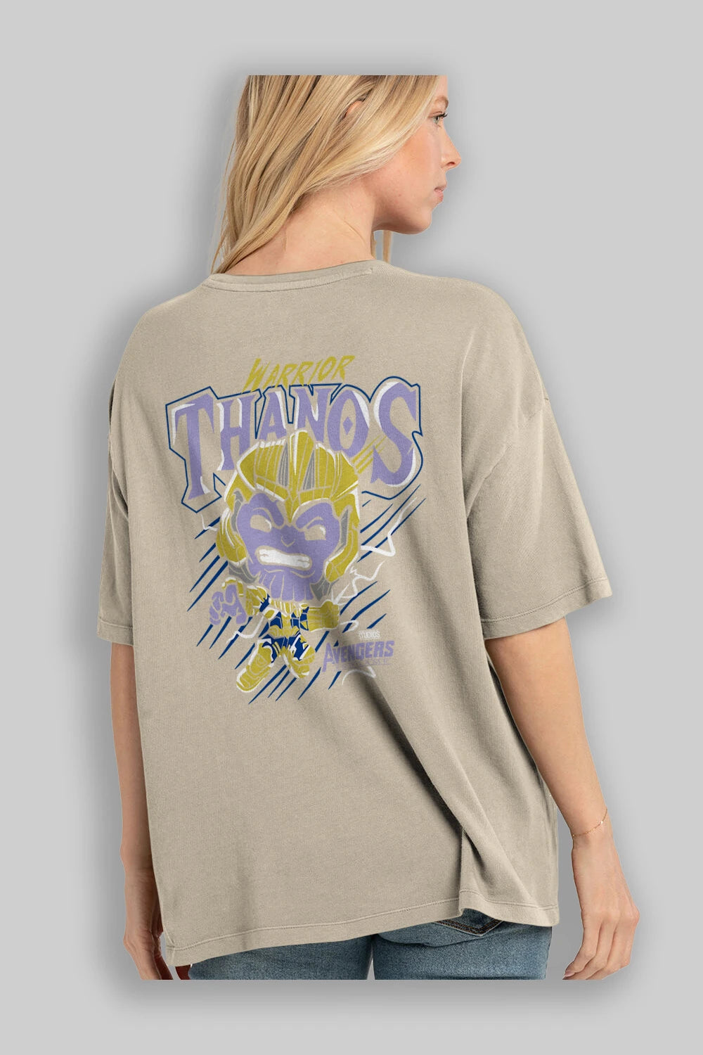 Thanos (2) Arka Baskılı Oversize t-shirt Erkek Kadın Unisex %100 Pamuk Bisiklet Yaka tişort