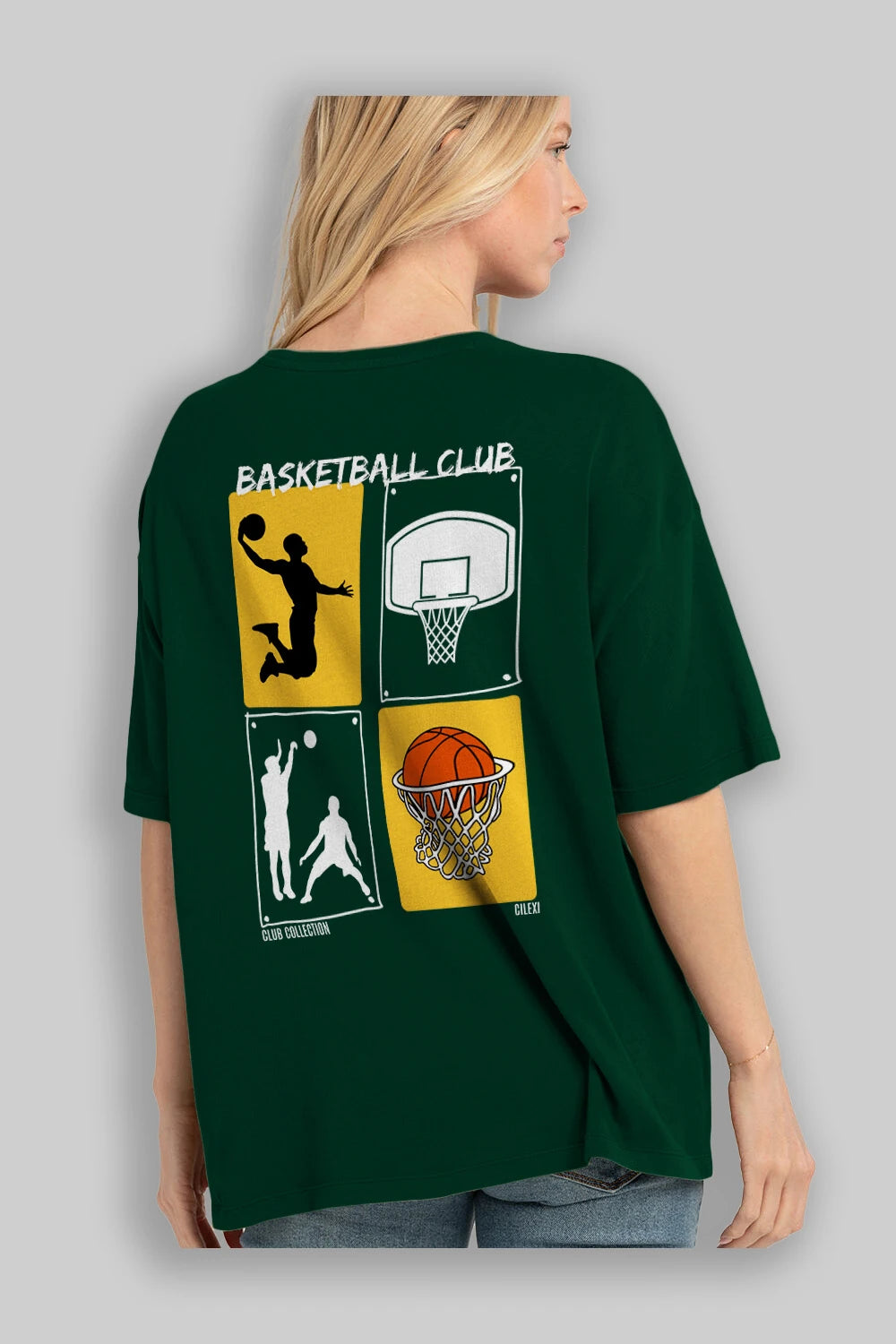 Basketball Club Arka Baskılı Oversize t-shirt Erkek Kadın %100 Pamuk Bisiklet Yaka tişort