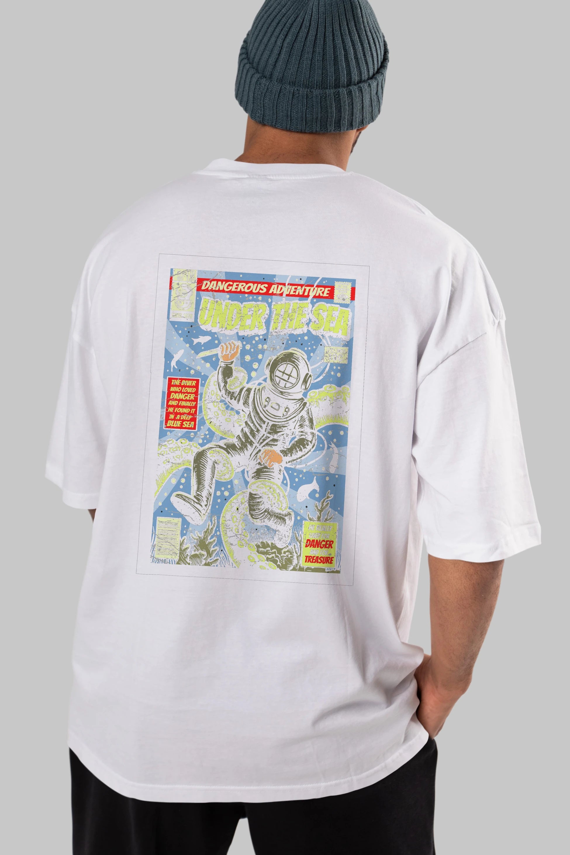 Under The Sea Arka Baskılı Oversize t-shirt Erkek Kadın Unisex %100 Pamuk