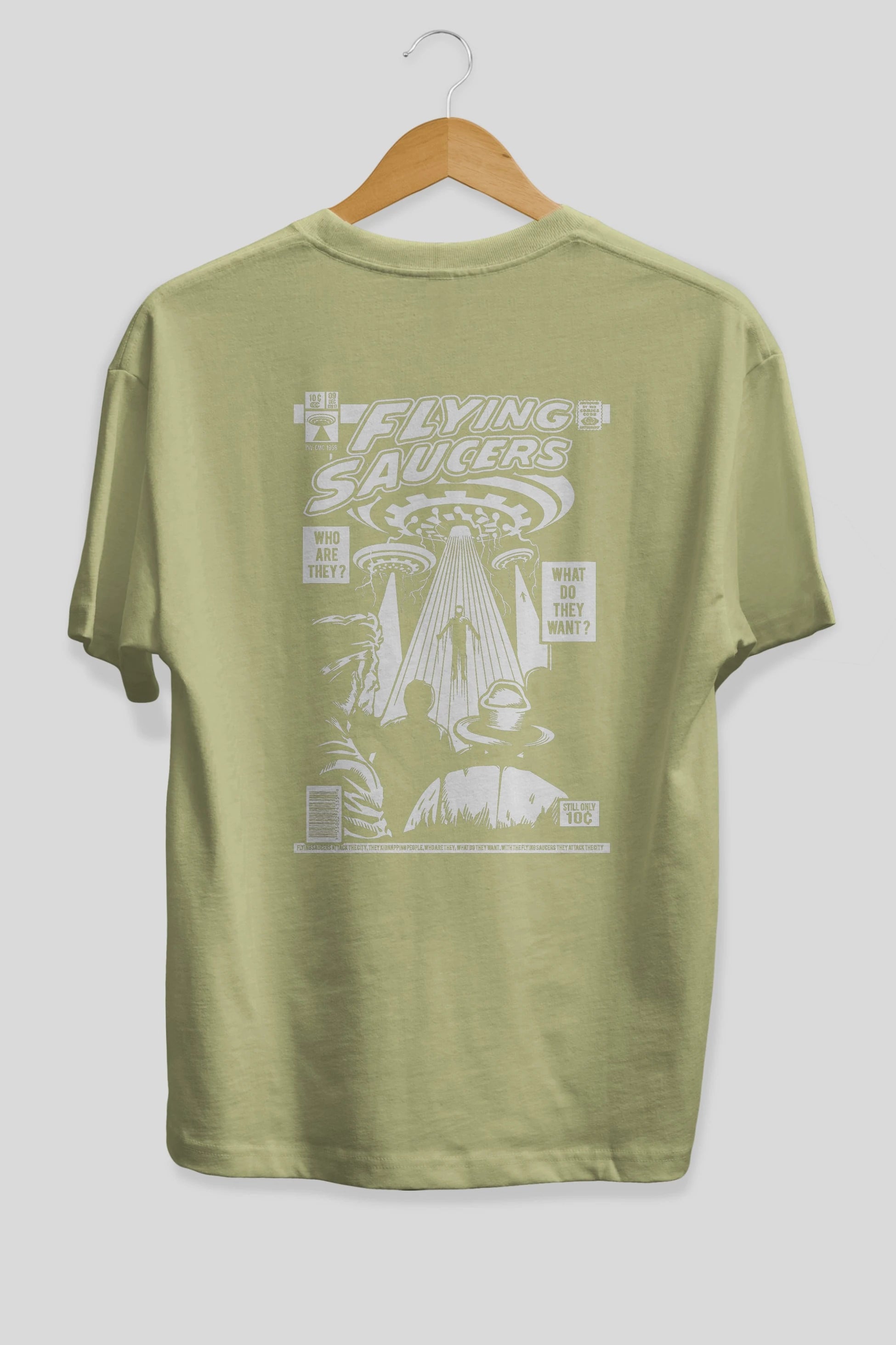 UFO Arka Baskılı Oversize t-shirt Erkek Kadın Unisex %100 Pamuk