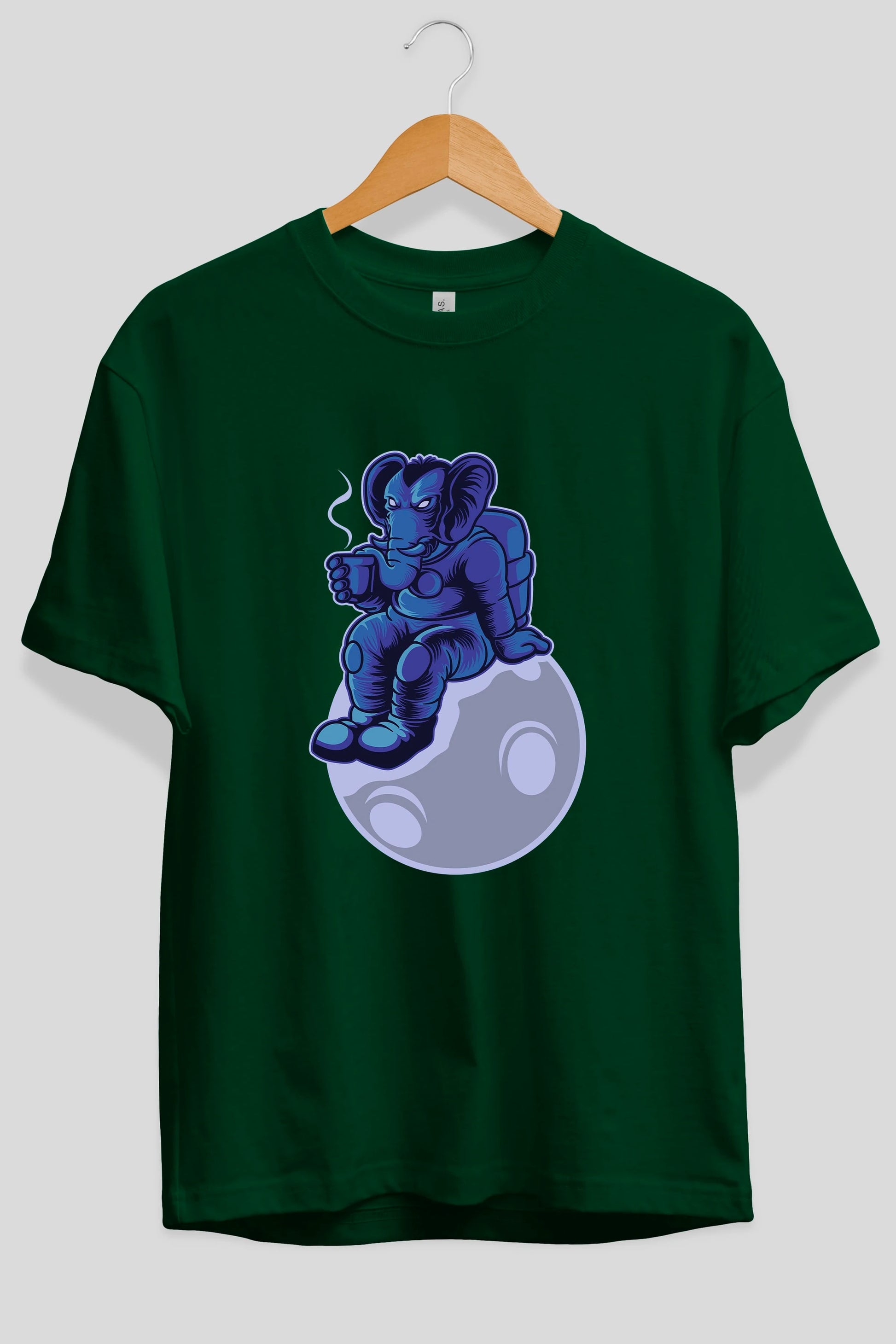 Space Elephant Drink Coffee Ön Baskılı Oversize t-shirt Erkek Kadın Unisex
