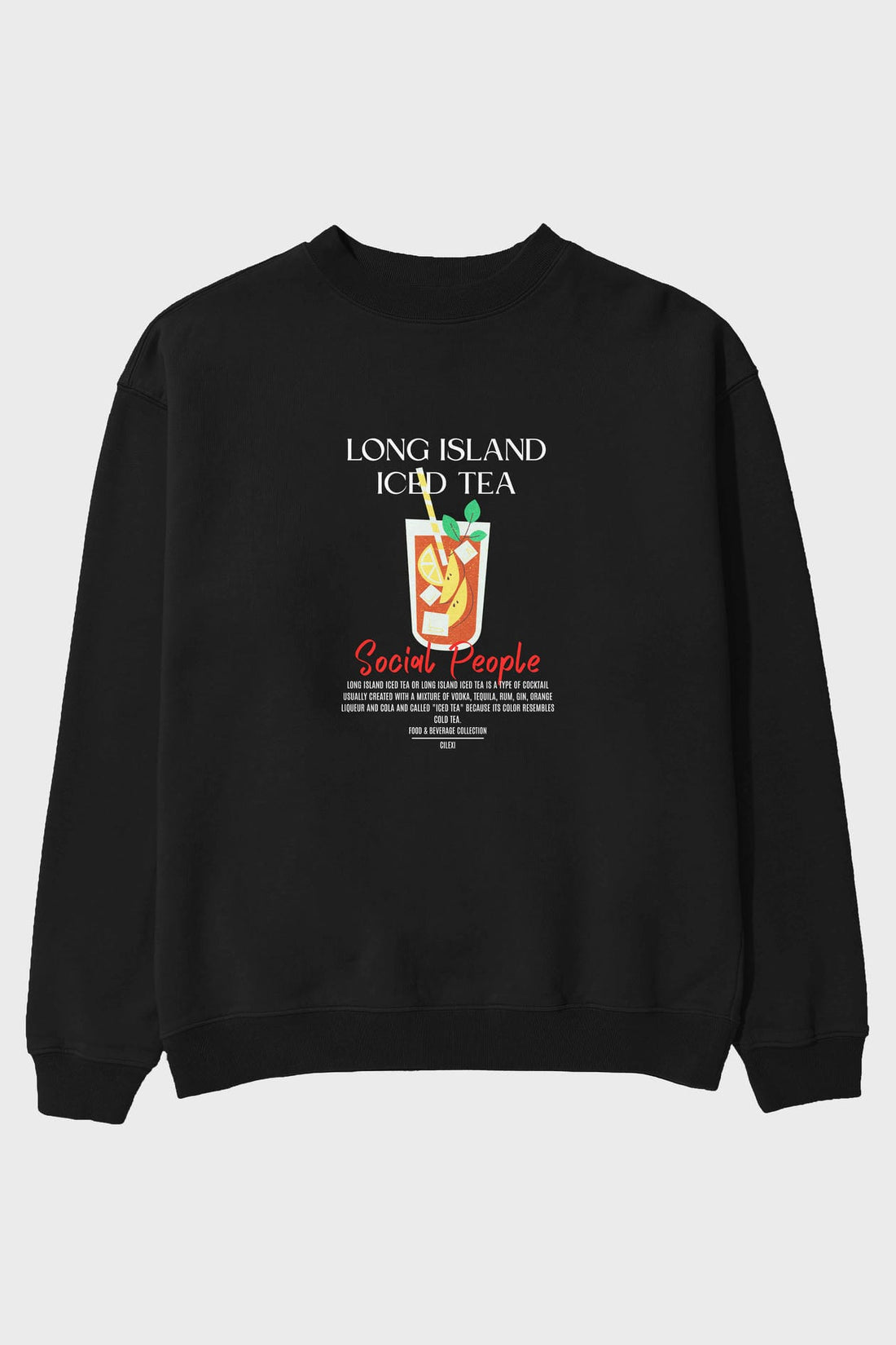 Long Island iced tea ön Baskılı Oversize Sweatshirt Erkek Kadın Unisex