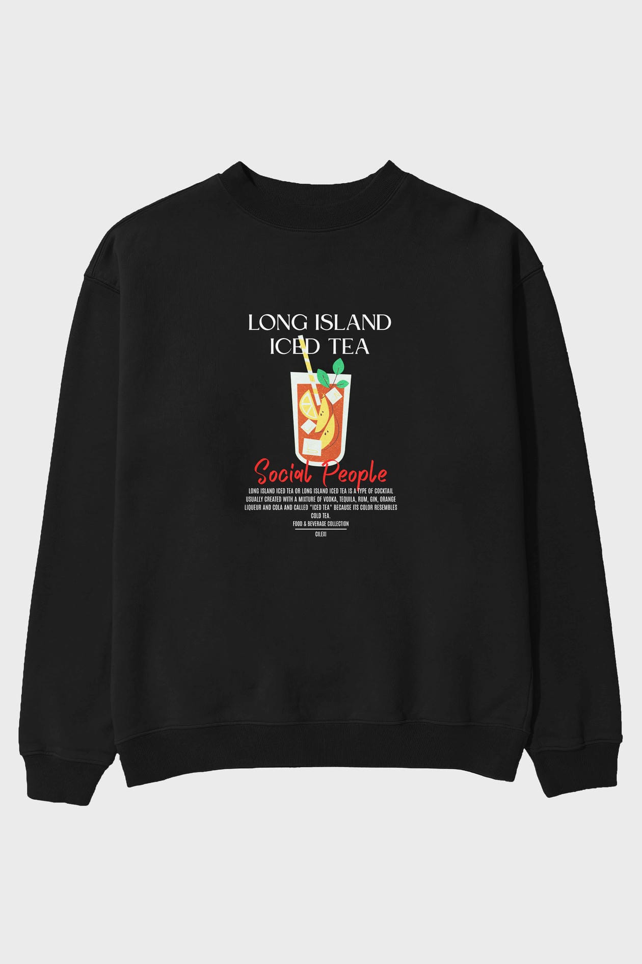 Long Island iced tea ön Baskılı Oversize Sweatshirt Erkek Kadın Unisex