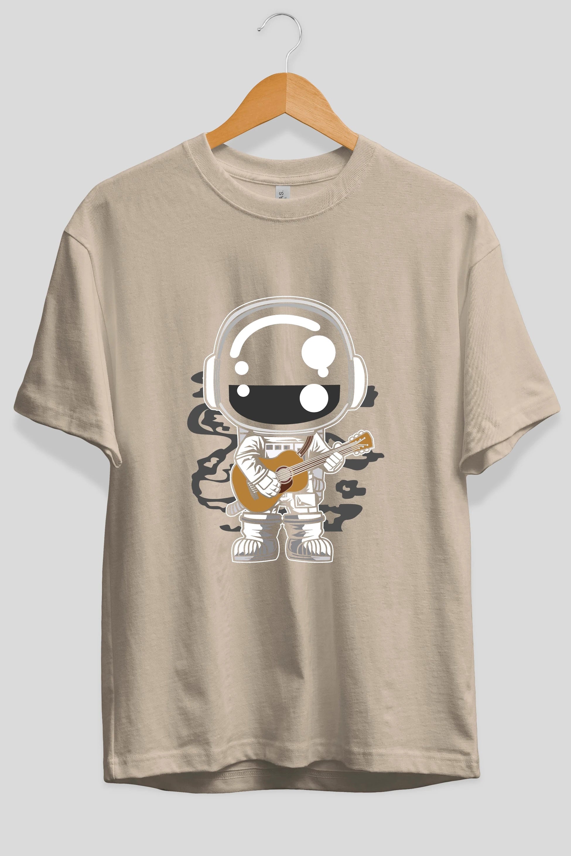 Astronaut Acoustic Guitar Ön Baskılı Oversize t-shirt Erkek Kadın Unisex